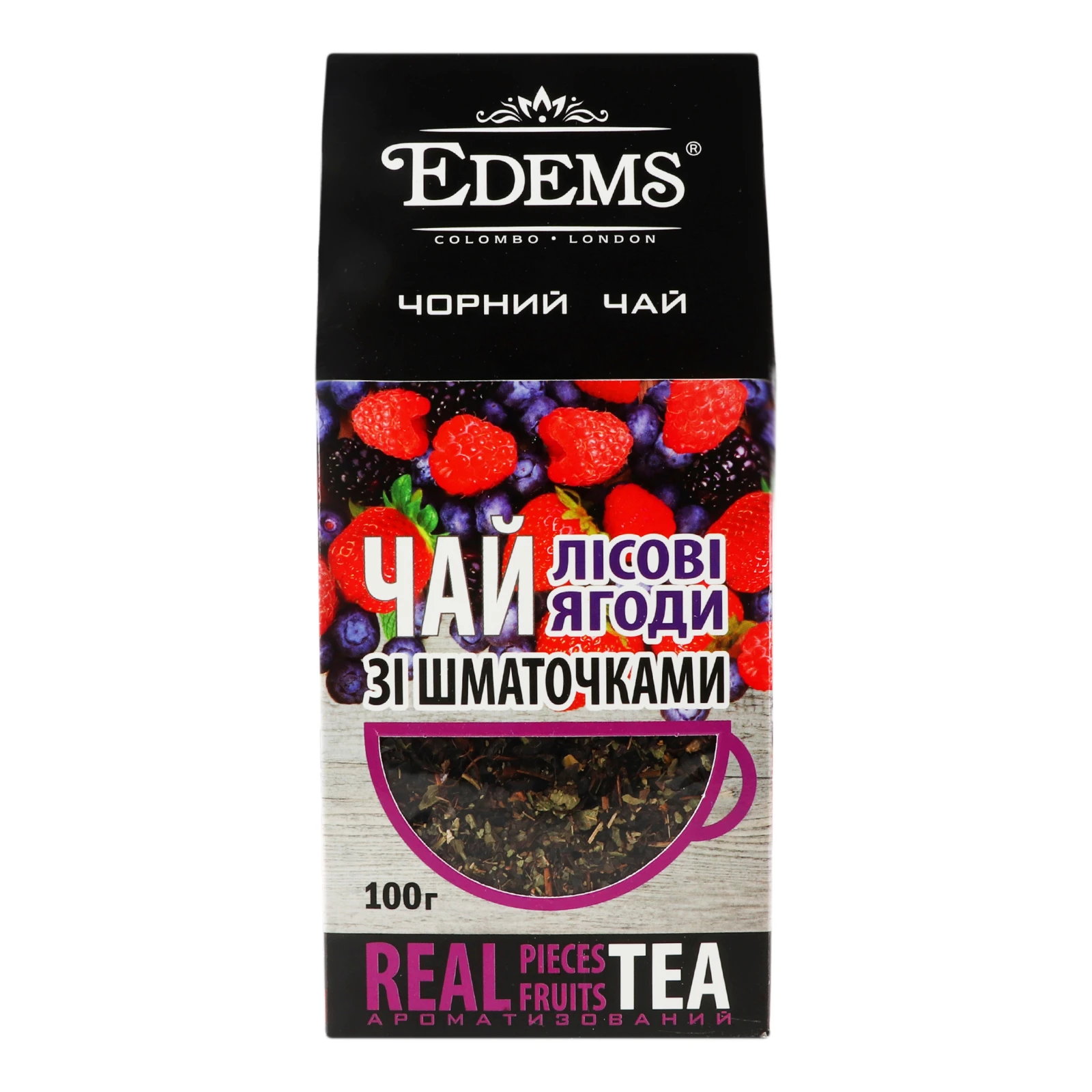 Чай Edems Wildberry чорний крупнолистовий зі шматочками лісових ягід 100г