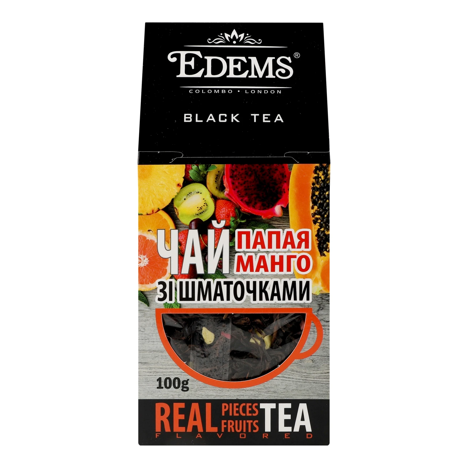 Чай Edems Tropic чорний крупнолистовий зі шматочками тропічних плодів ароматизований 100г Фото №:2