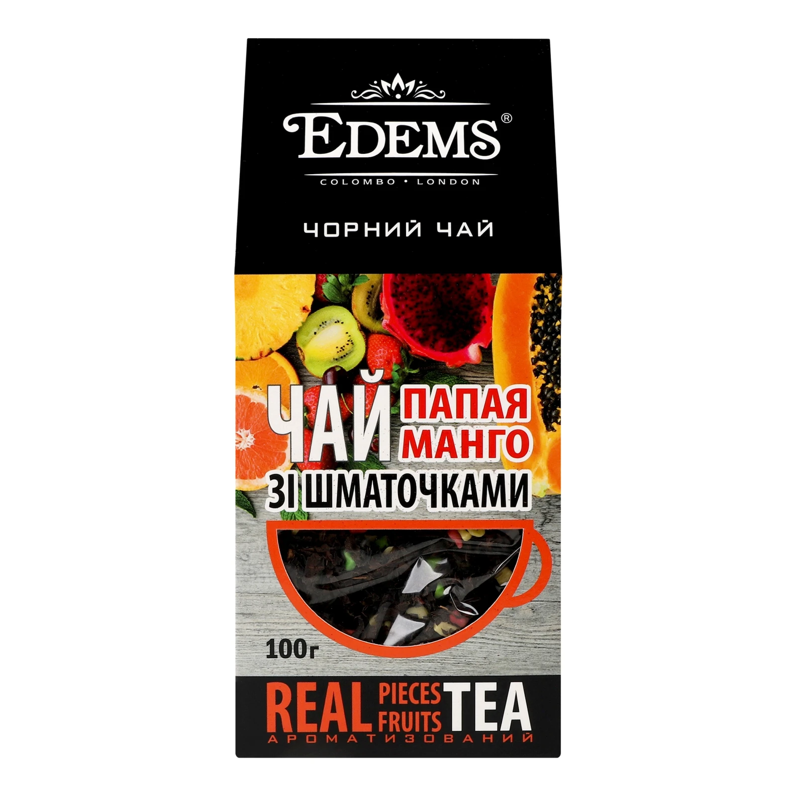 Чай Edems Tropic чорний крупнолистовий зі шматочками тропічних плодів 100г Фото №:1