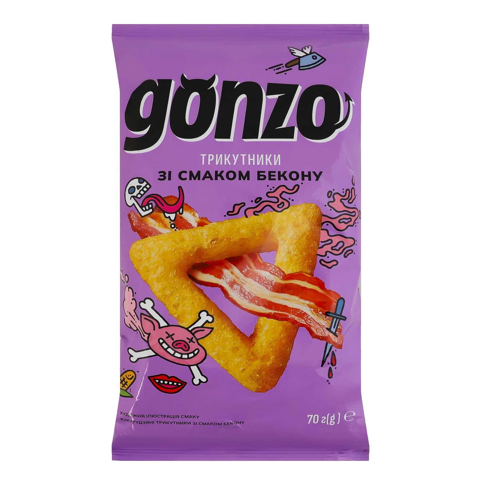 Снеки Gonzo кукурудзяні трикутники зі смаком Бекону 70г