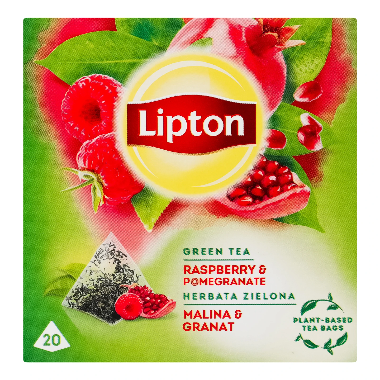 Чай Lipton зелений ароматизований Raspberry&Pomegranate 20шт Фото навігації №:1