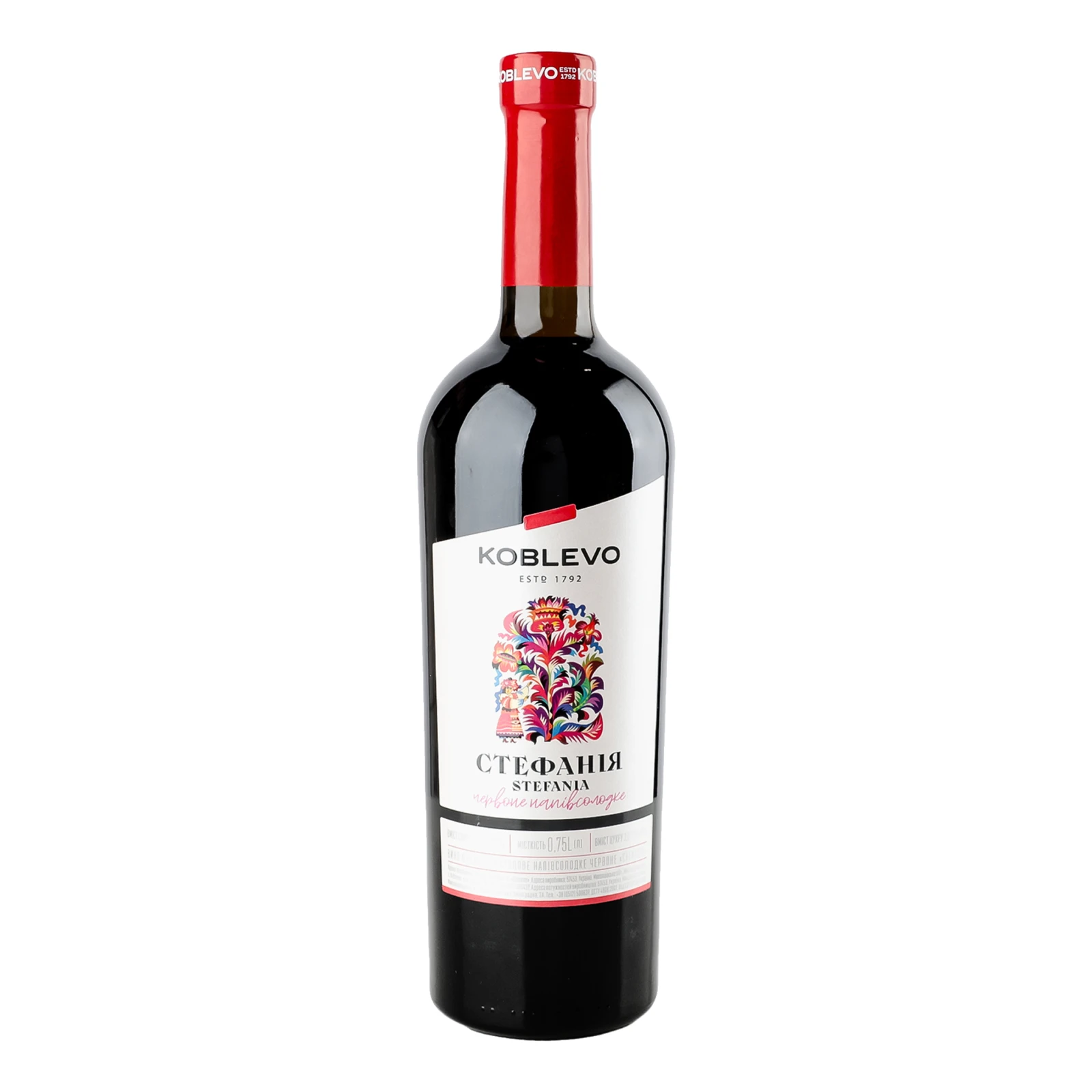 Вино Koblevo Стефанія червоне напівсолодке 9-13% 0.75л Фото №:1