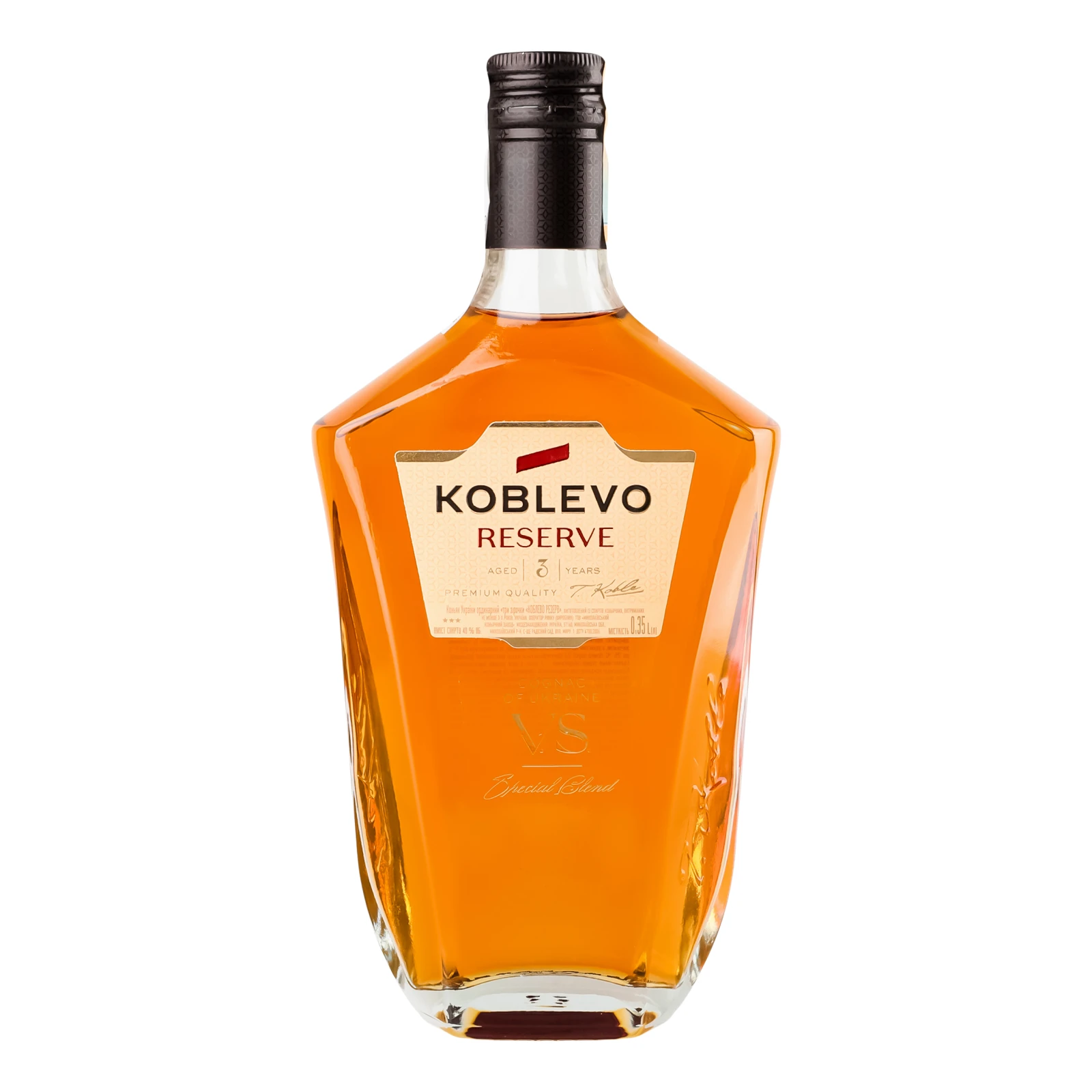 Коньяк Koblevo Reserve VS 3 зірки ординарний 40% 0.35л Фото №:1
