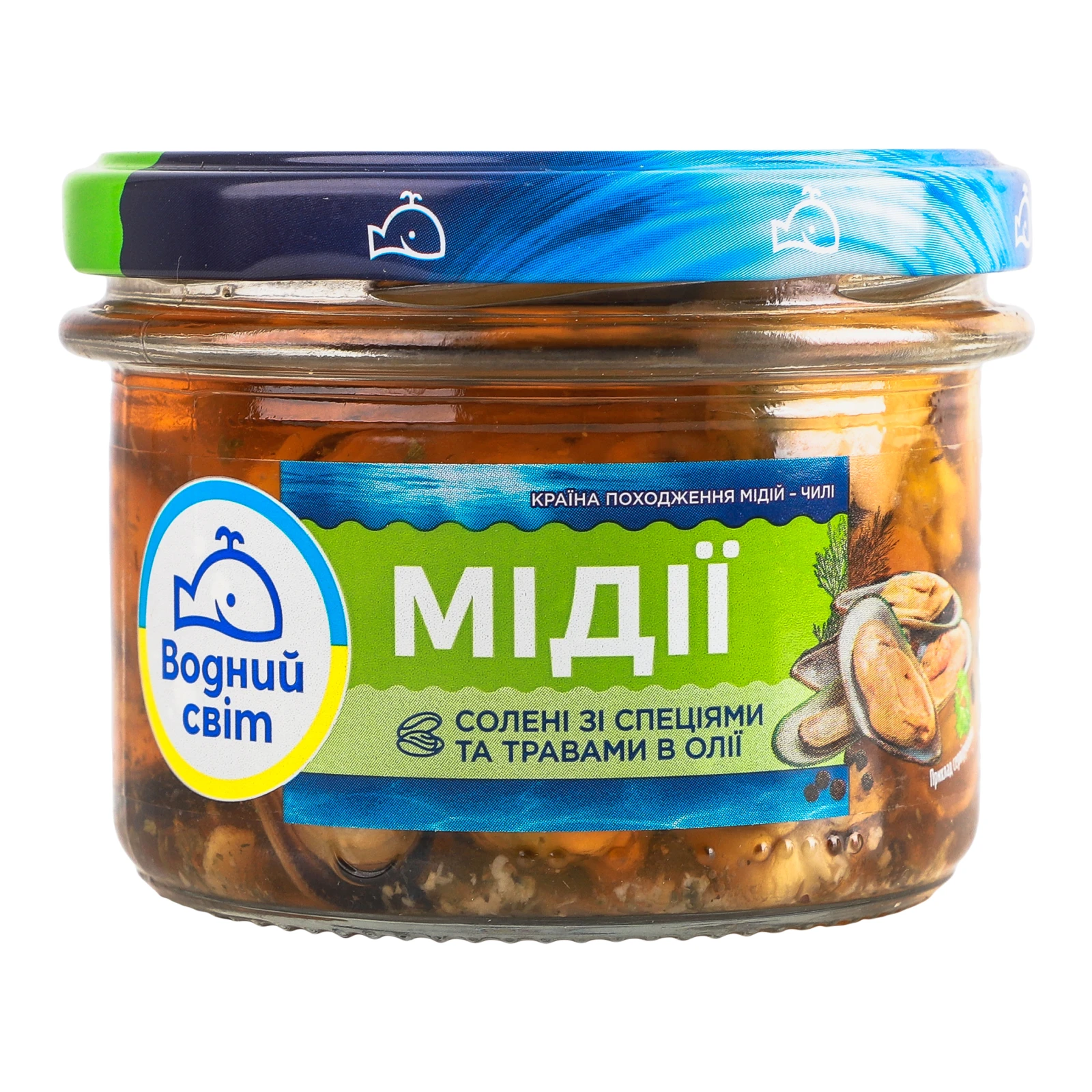 Мідії Водний світ солені зі спеціями та травами в олії 170г Фото №:1
