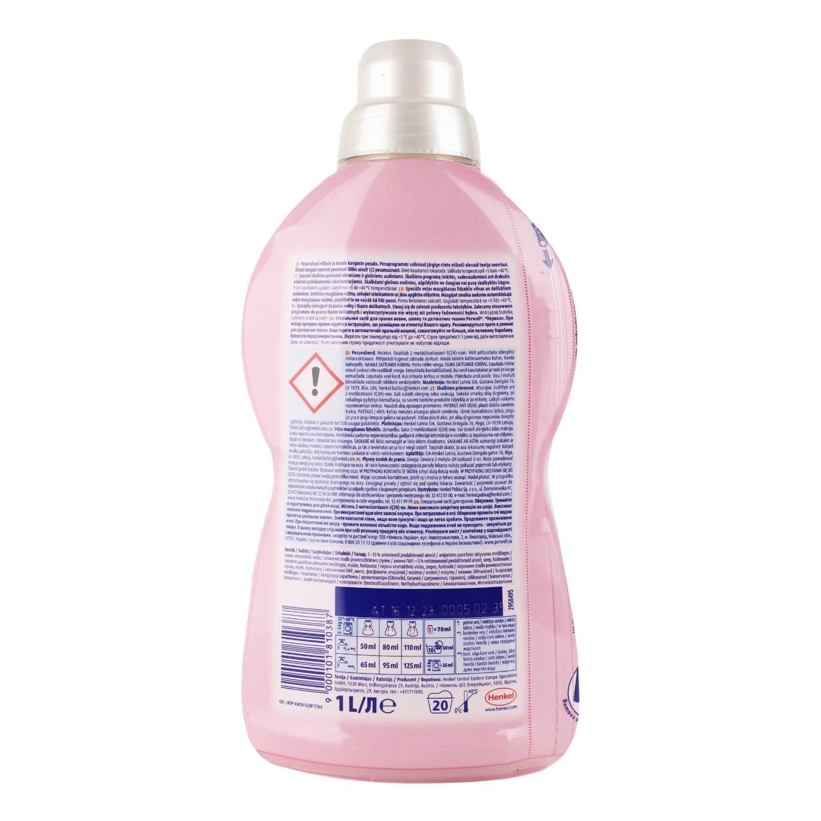 Засіб для прання Perwoll Renew спеціальний для вовни шовку та делікатних тканин 1л Фото №:2