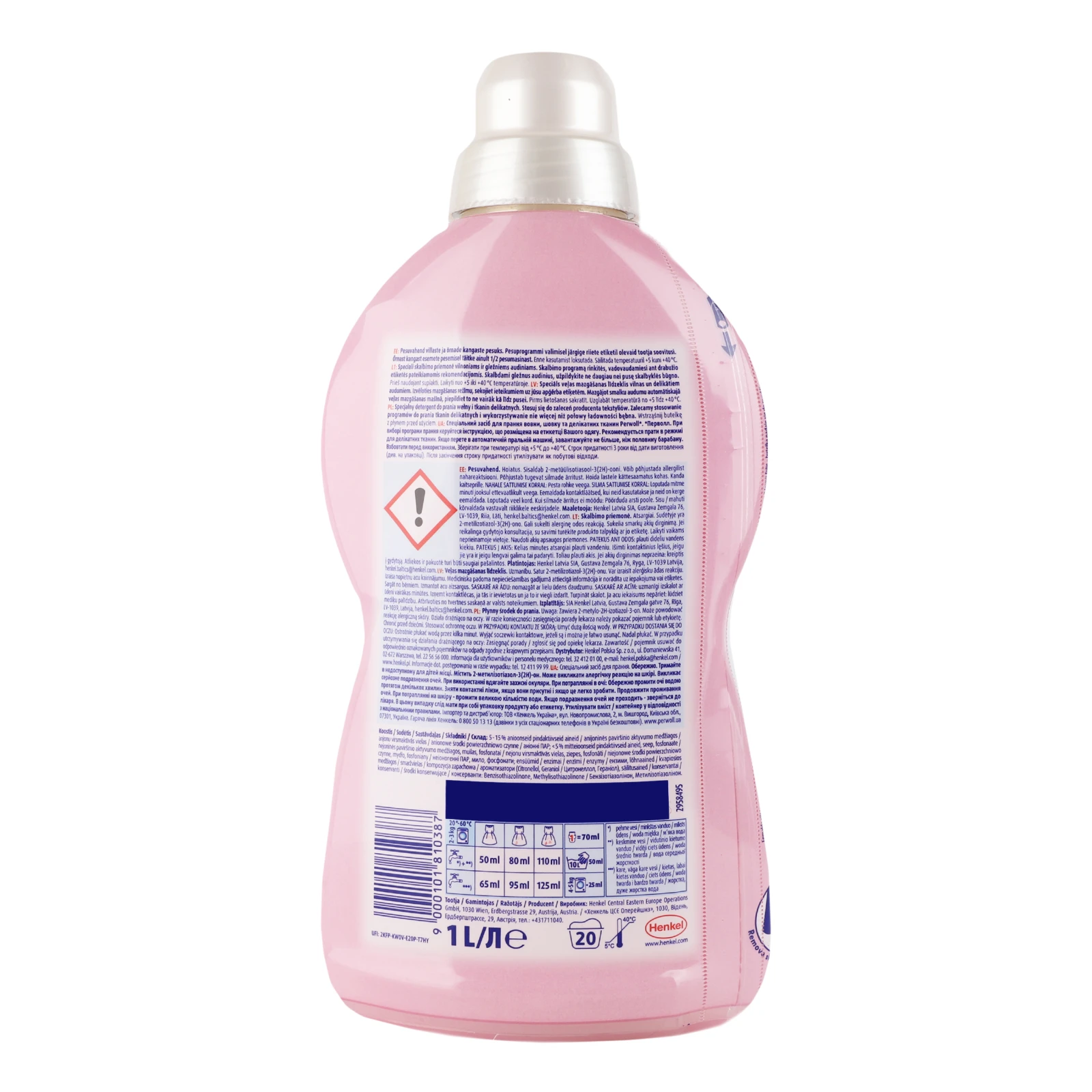 Засіб для прання Perwoll Renew спеціальний для вовни шовку та делікатних тканин 1л Фото №:2