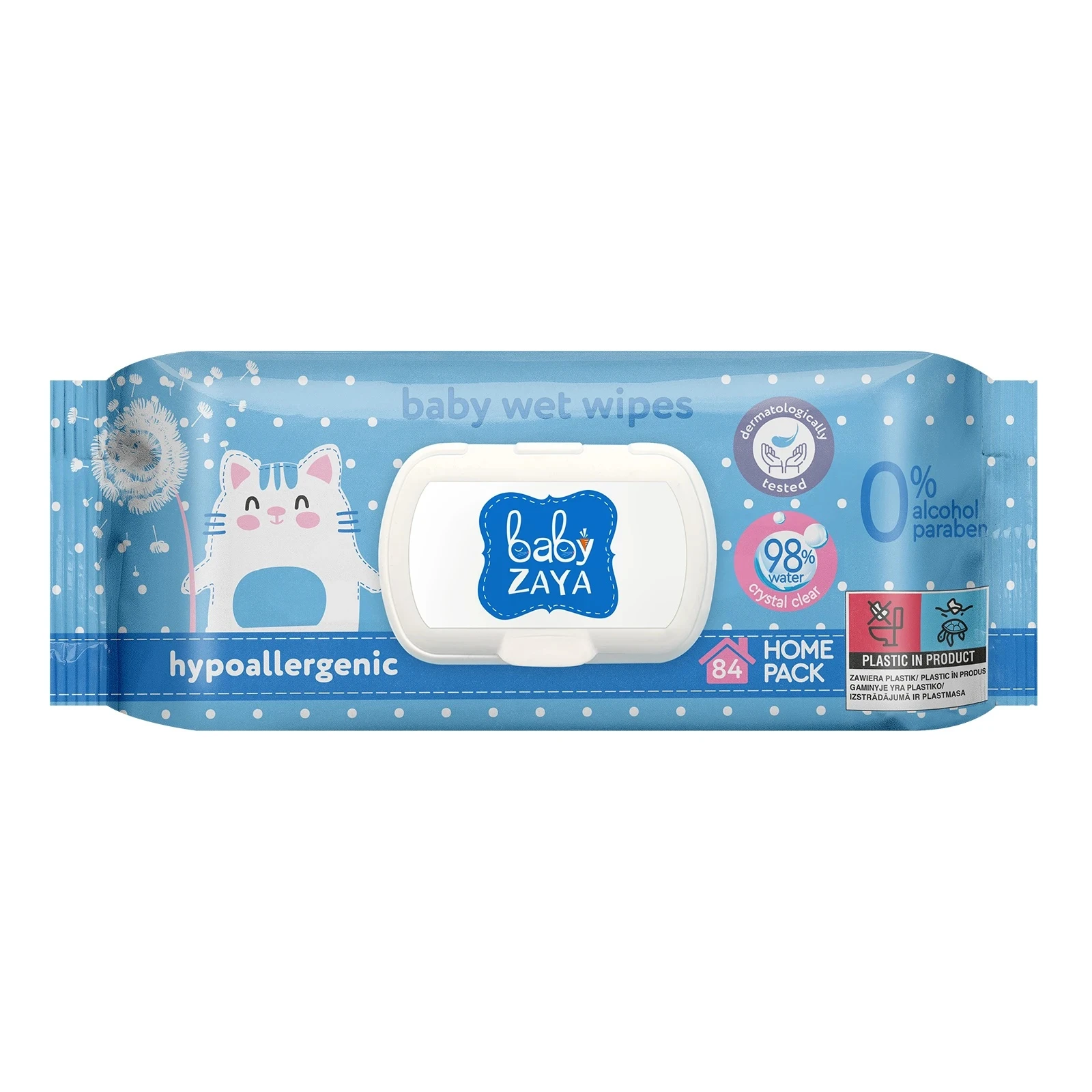 Серветки Baby Zaya вологі гіпоалергенні 84шт Фото №:1