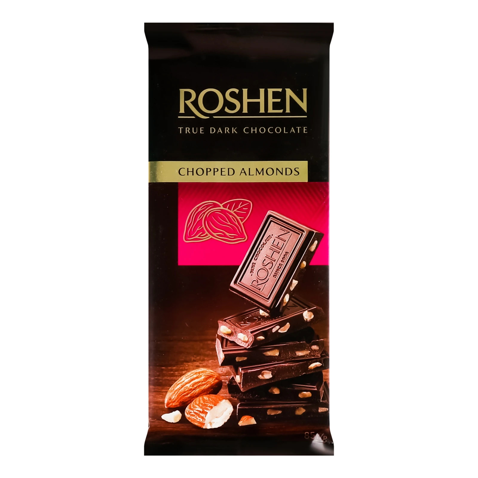 Шоколад Roshen чорний з підсоленим мигдалем 85г Фото №:1