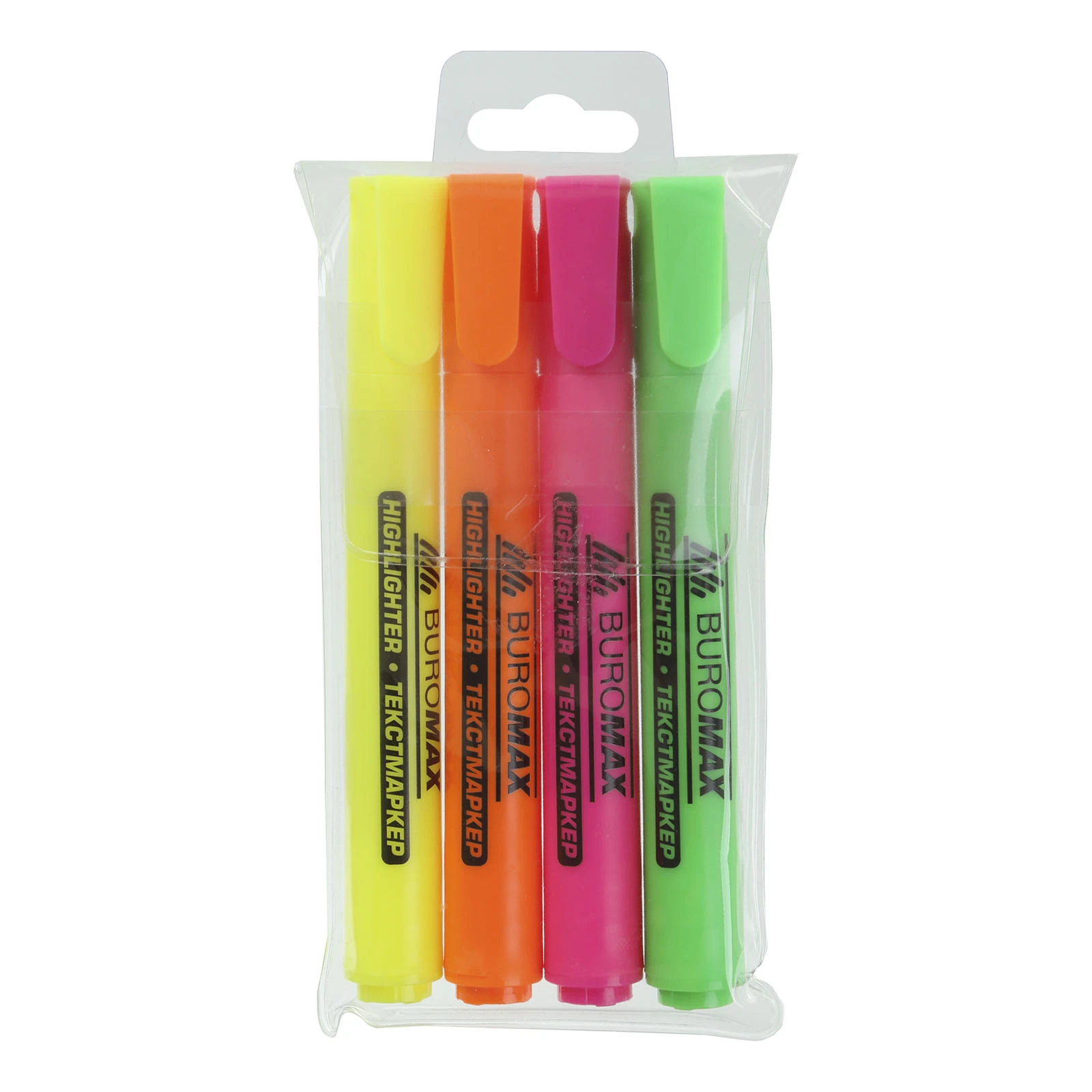 Набір текст-маркерів Buromax 4шт круглі Neon 1-4,6мм блістер Фото №:1