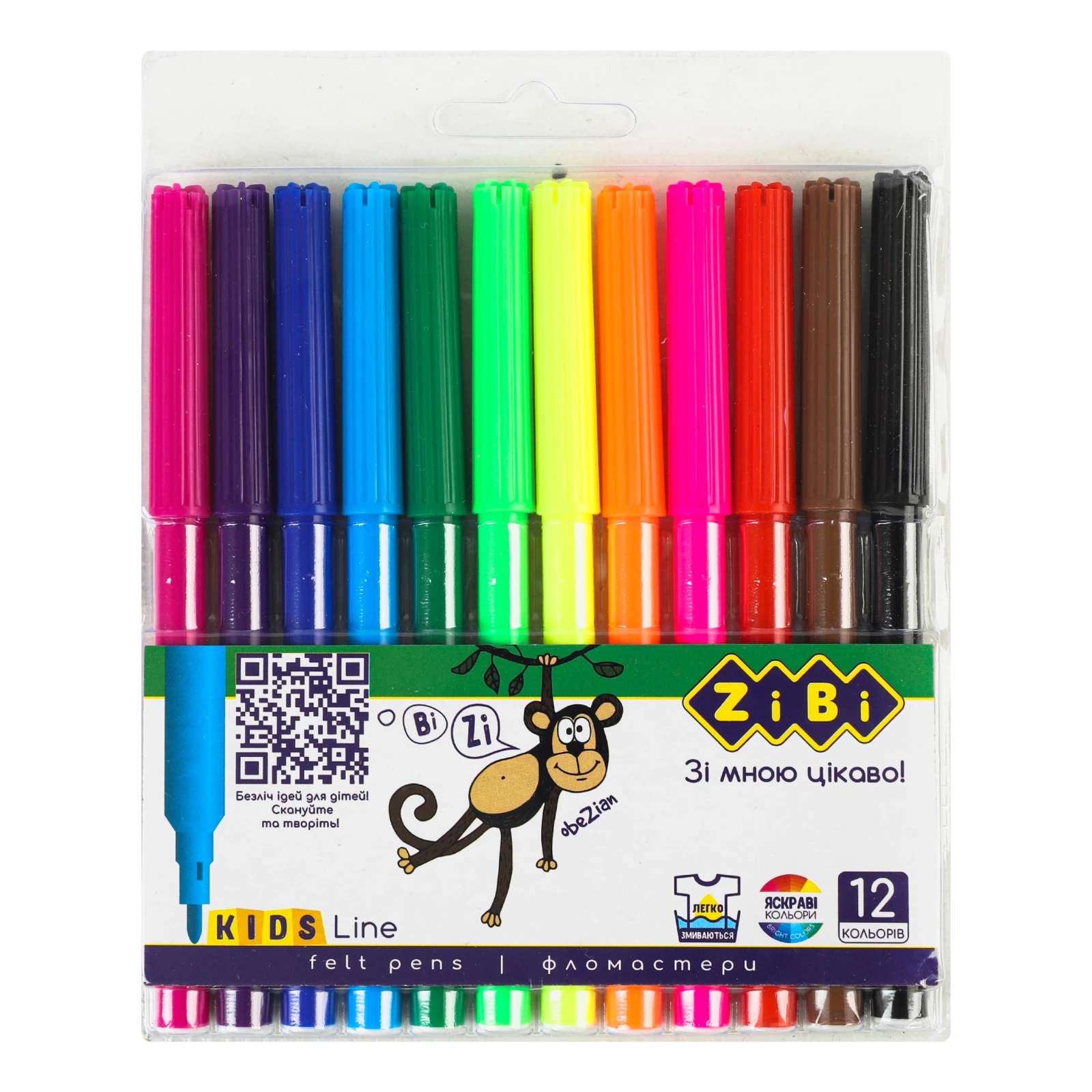Набір фломастерів ZiBi Kids line №ZB.2802 12 кольорів 1шт Фото навігації №:1