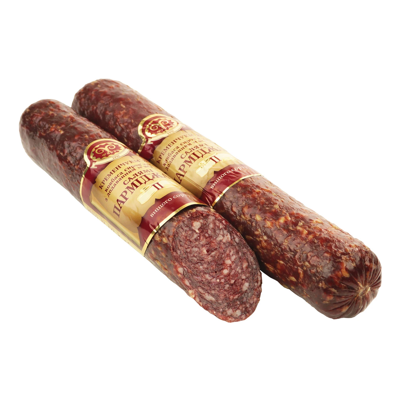 Ковбаса Фарро Салямі Парміджано з додаванням м'яса птиці сиров'ялена вищий сорт Фото №:1