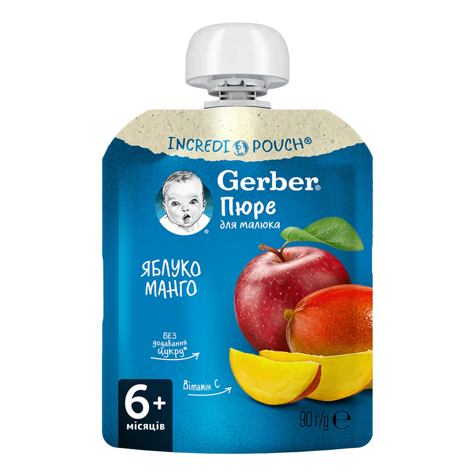 Пюре Gerber фруктове Яблуко-манго для дітей від 6-ти місяців 90г Фото №:1