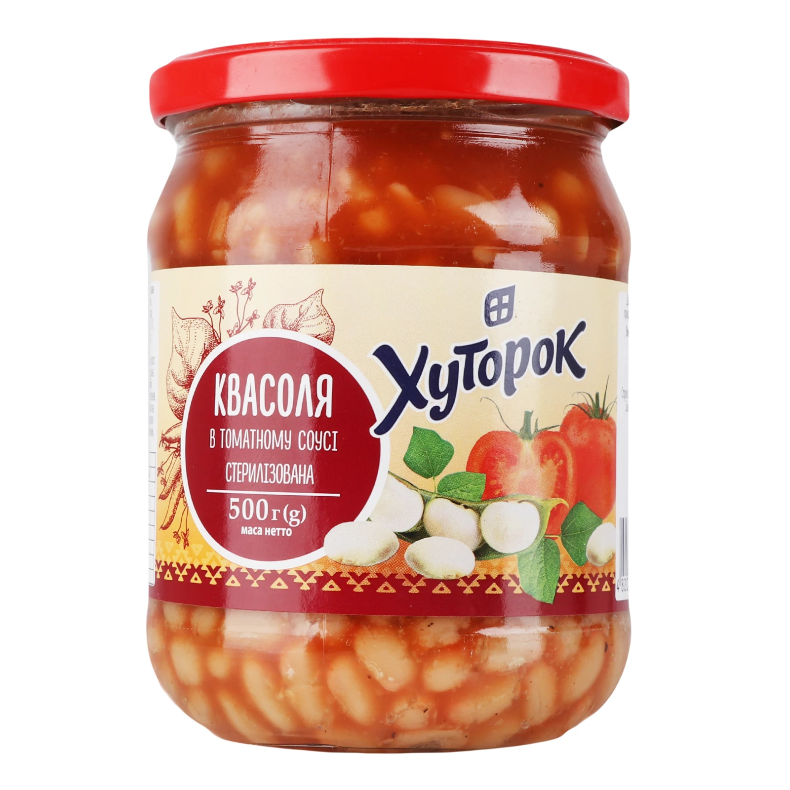 Квасоля Хуторок в томатному соусі стерилізована 500г Фото №:1