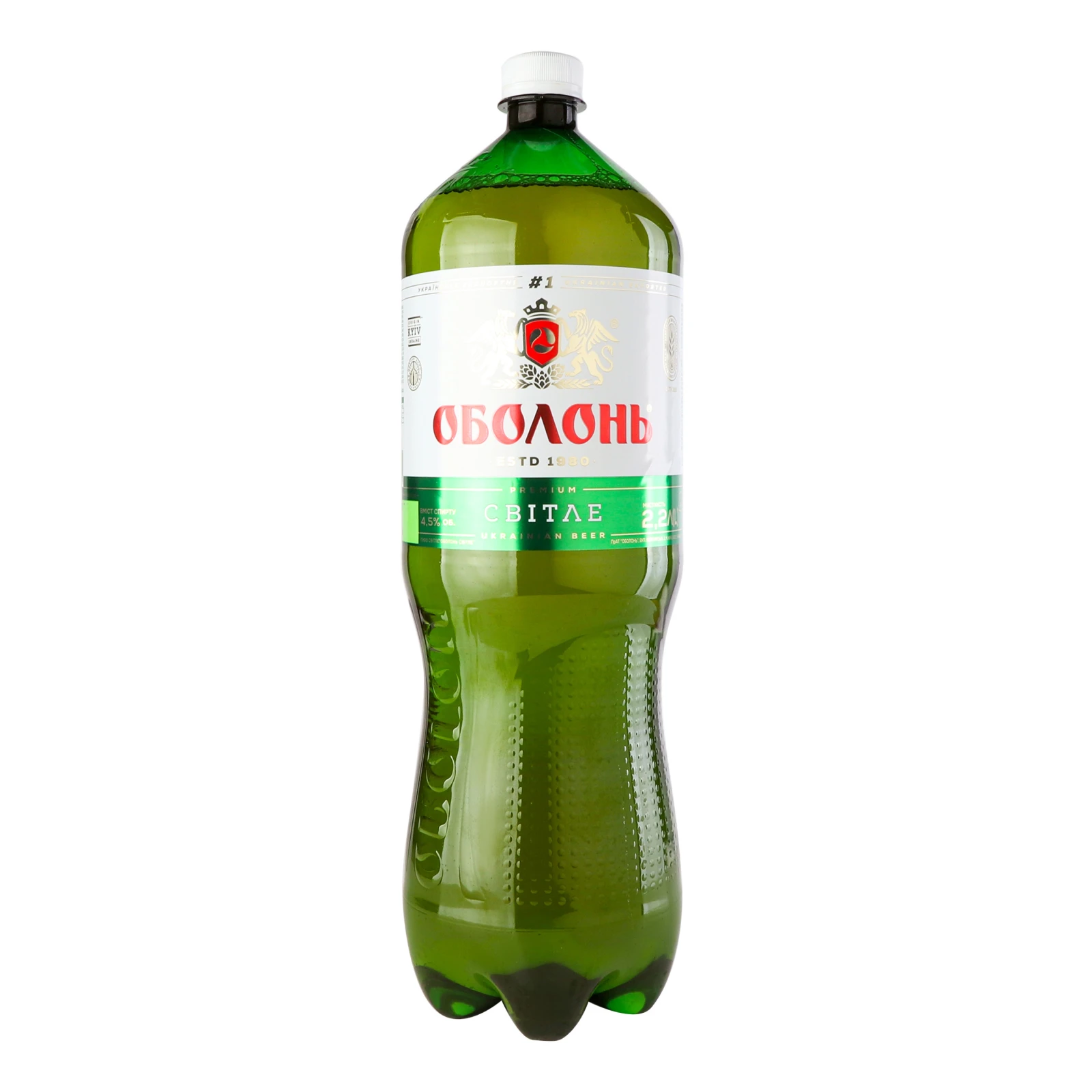 Пиво Оболонь світле пастеризоване 4.5% 2.2л Фото №:1