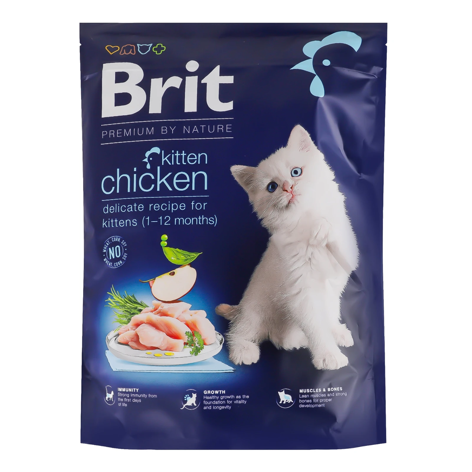 Корм для котів Brit Premium by Nature сухий повнораціонний для кошенят з куркою 300г Фото №:1