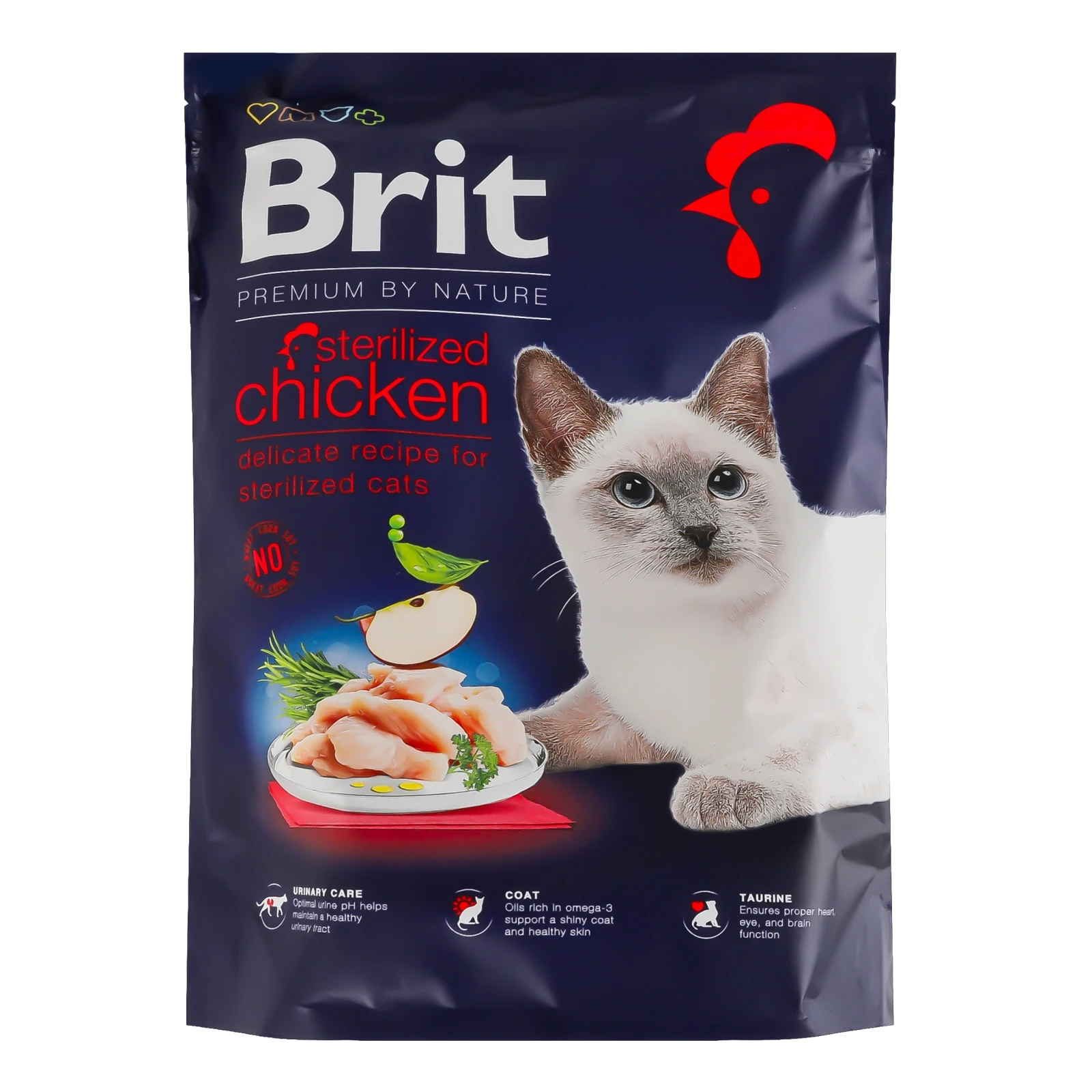 Корм сухий Brit Premium by Nature Chiken для дорослих стерилізованих котів 300г Фото №:1