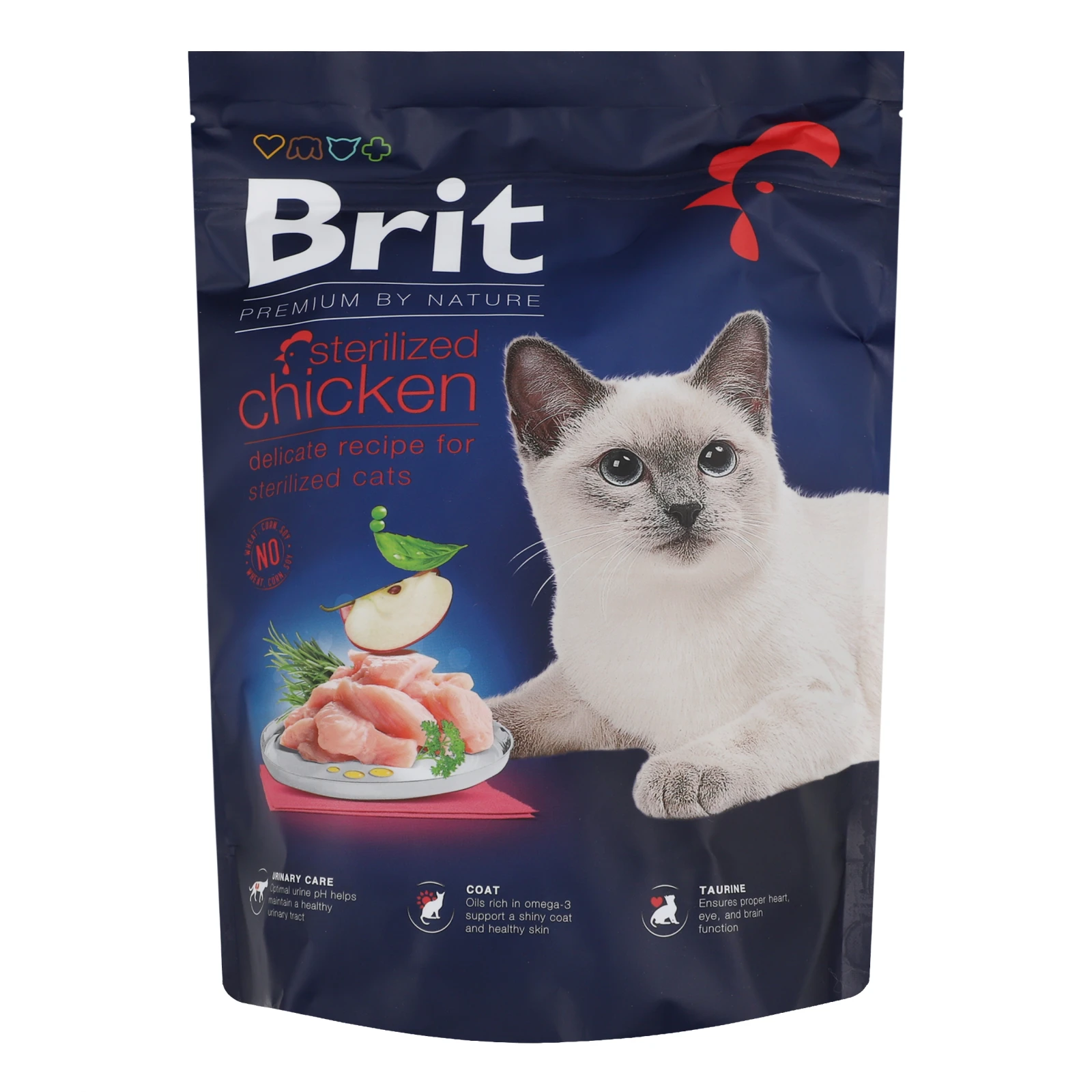 Корм сухий Brit Premium by Nature Chiken для дорослих стерилізованих котів 300г Фото №:1