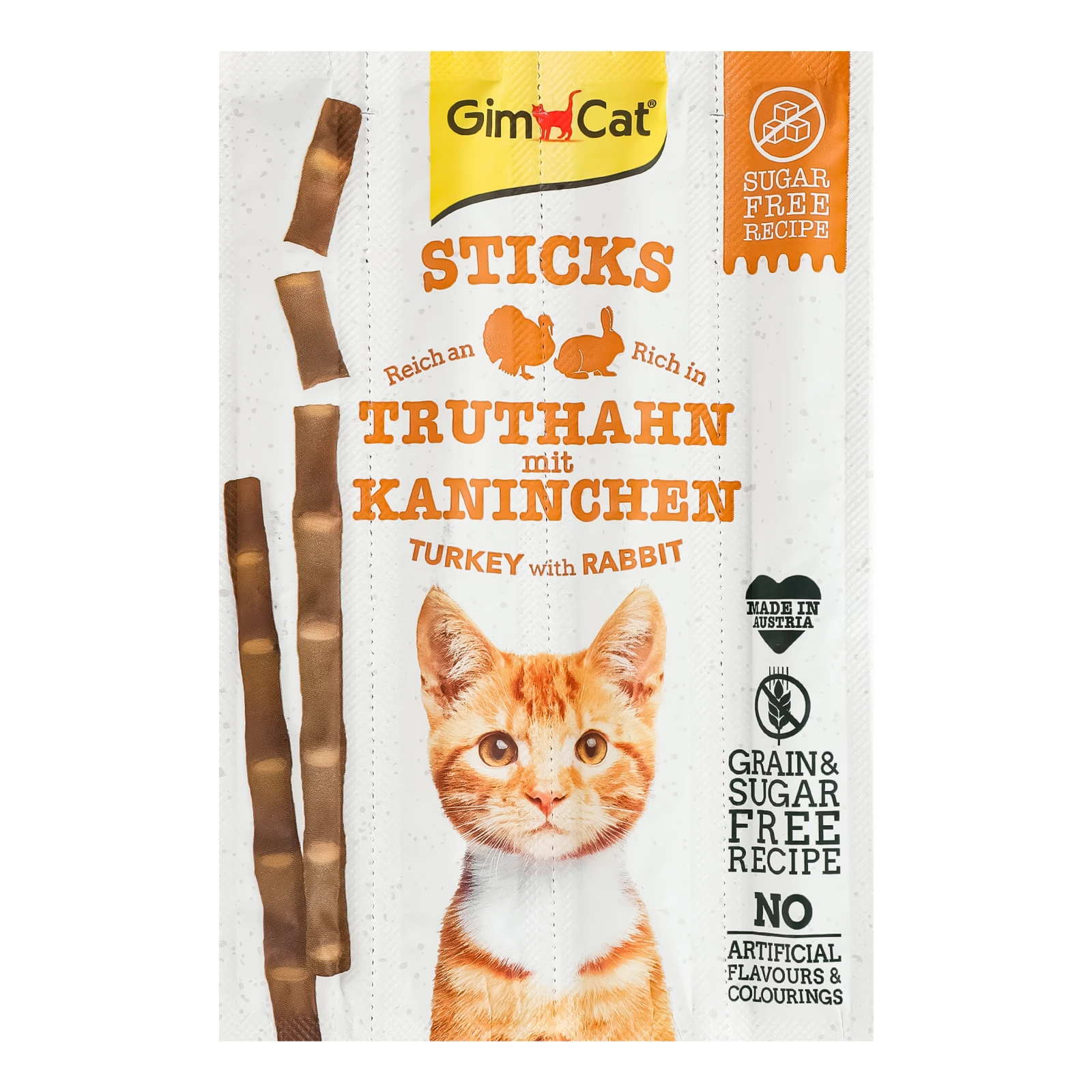 Ласощі для котів GimCat м`ясні палички Індичка та кролик 4*5г Фото №:1