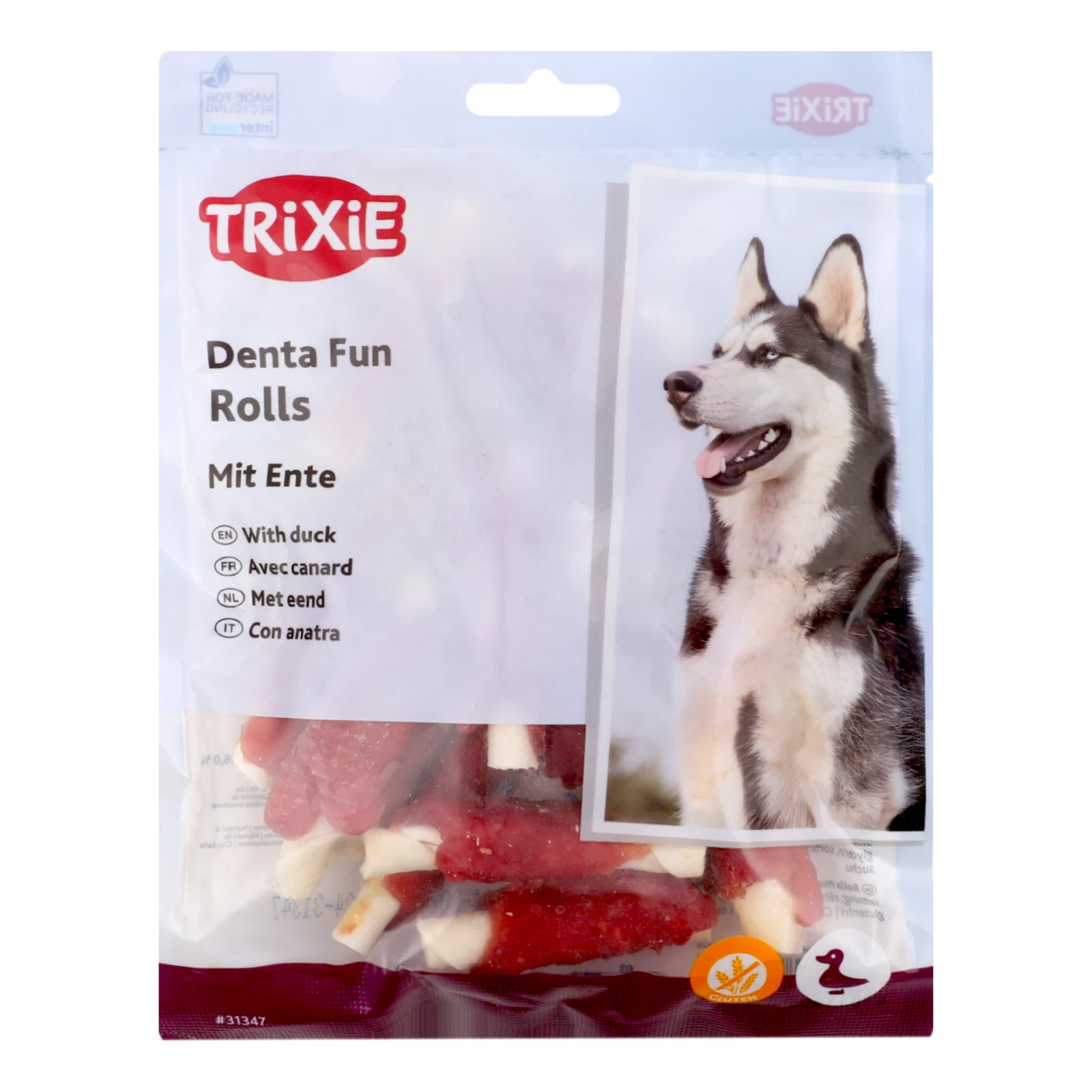 Корм для собак Trixie Denta Fun Mini додатковий Кісточка для чищення зубів собак з качкою 6см 120г Фото №:1