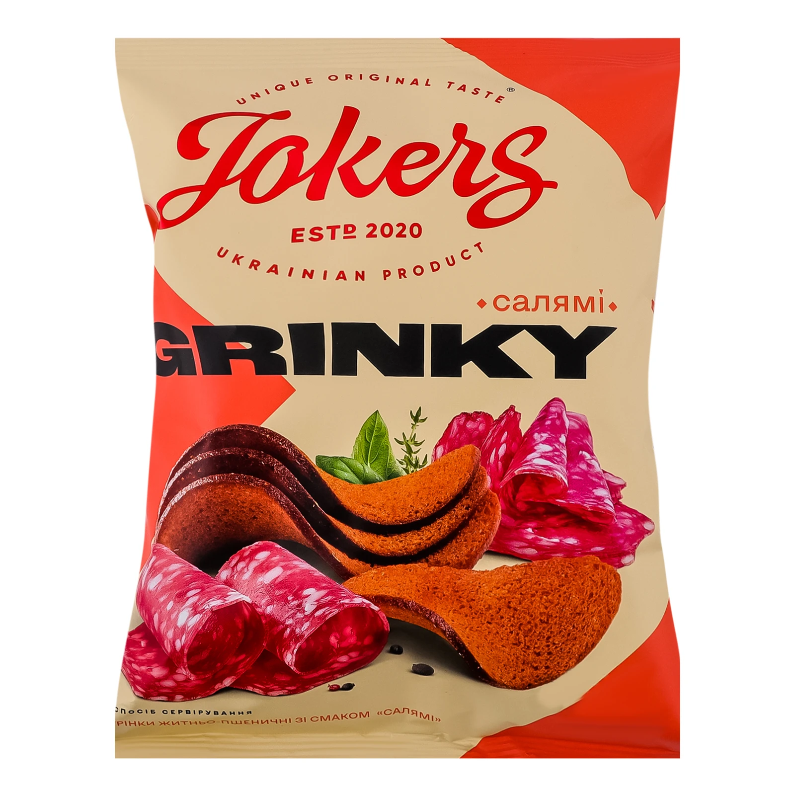 Грінки Jokers житньо-пшеничні зі смаком Салямі 80г Фото навігації №:1