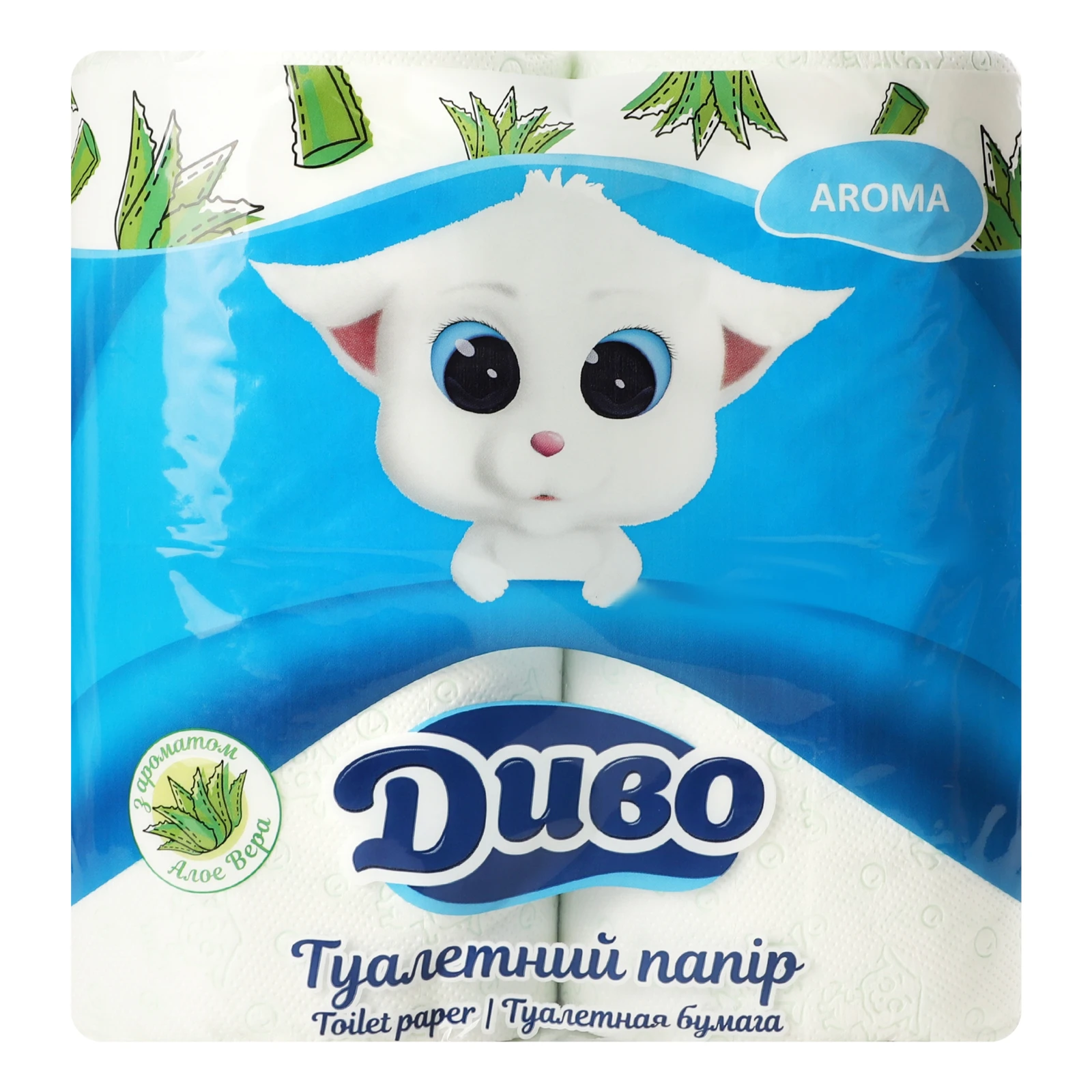 Папір туалетний Диво Aroma з ароматом алое вера 2-х шаровий 4шт/уп Фото №:1