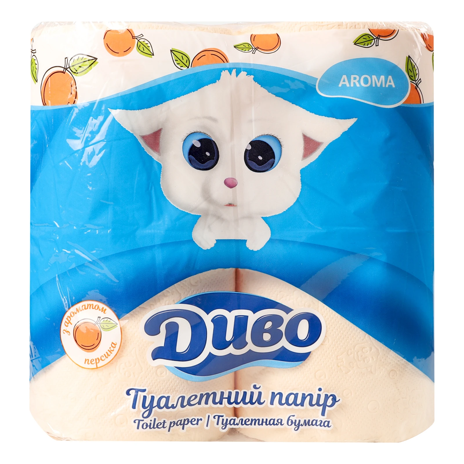 Папір туалетний Диво Aroma з ароматом персика 2-х шарова 4шт/уп Фото №:1