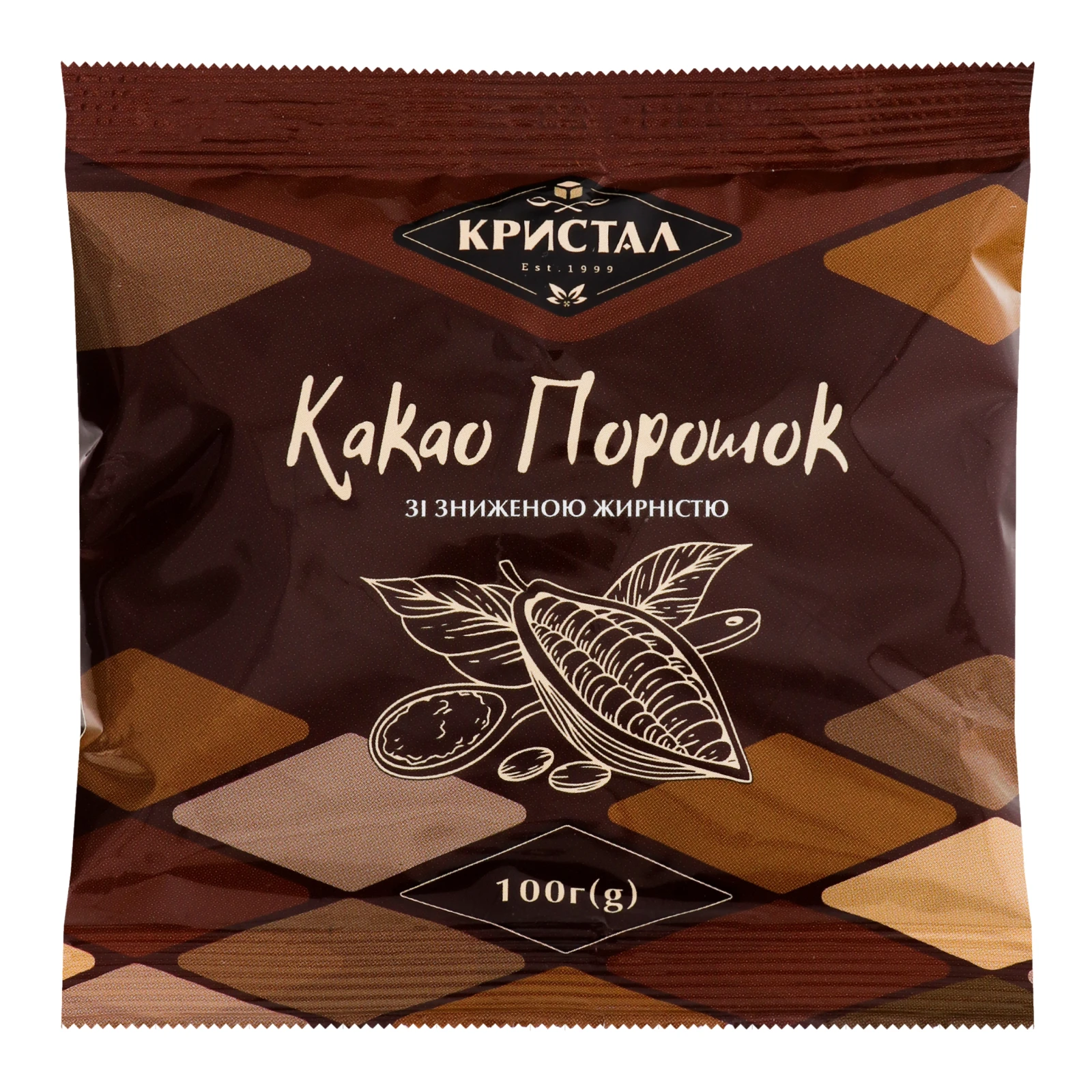 *Какао-порошок Кристал 100г м`яка уп Фото навігації №:1