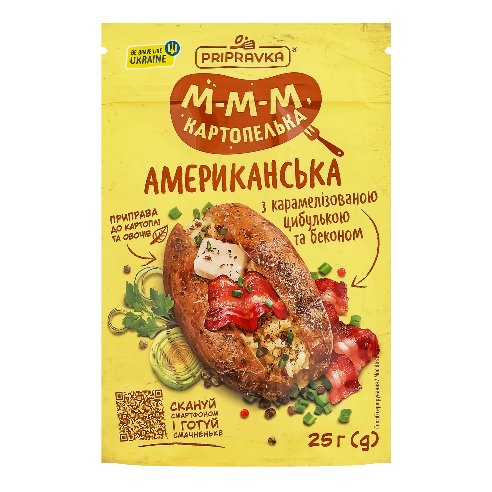 Приправа Pripravka М-м-м картопелька Американська до картоплі та овочів з карамелізованою цибулею та беконом 25г Фото №:1