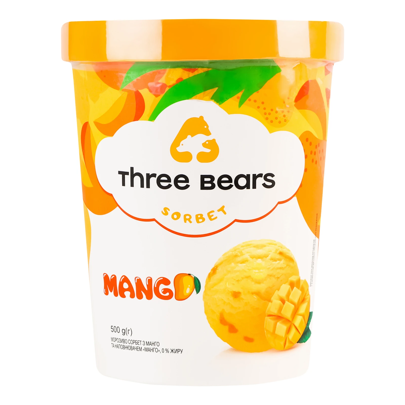 Морозиво Three bears сорбет Mango 0% 500г