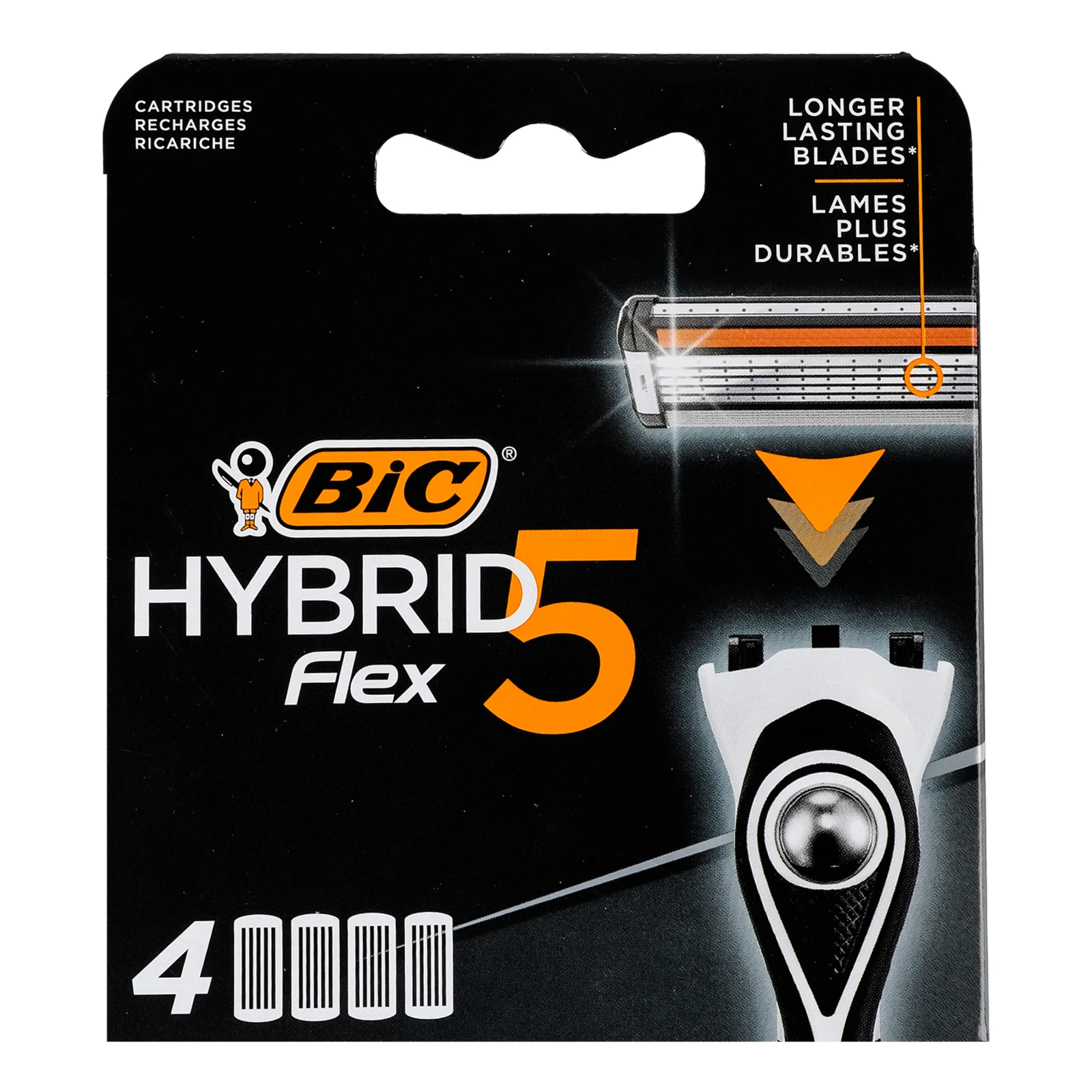 Касети для гоління BiC Hybrid flex 5-лезові змінні 4шт Фото №:1