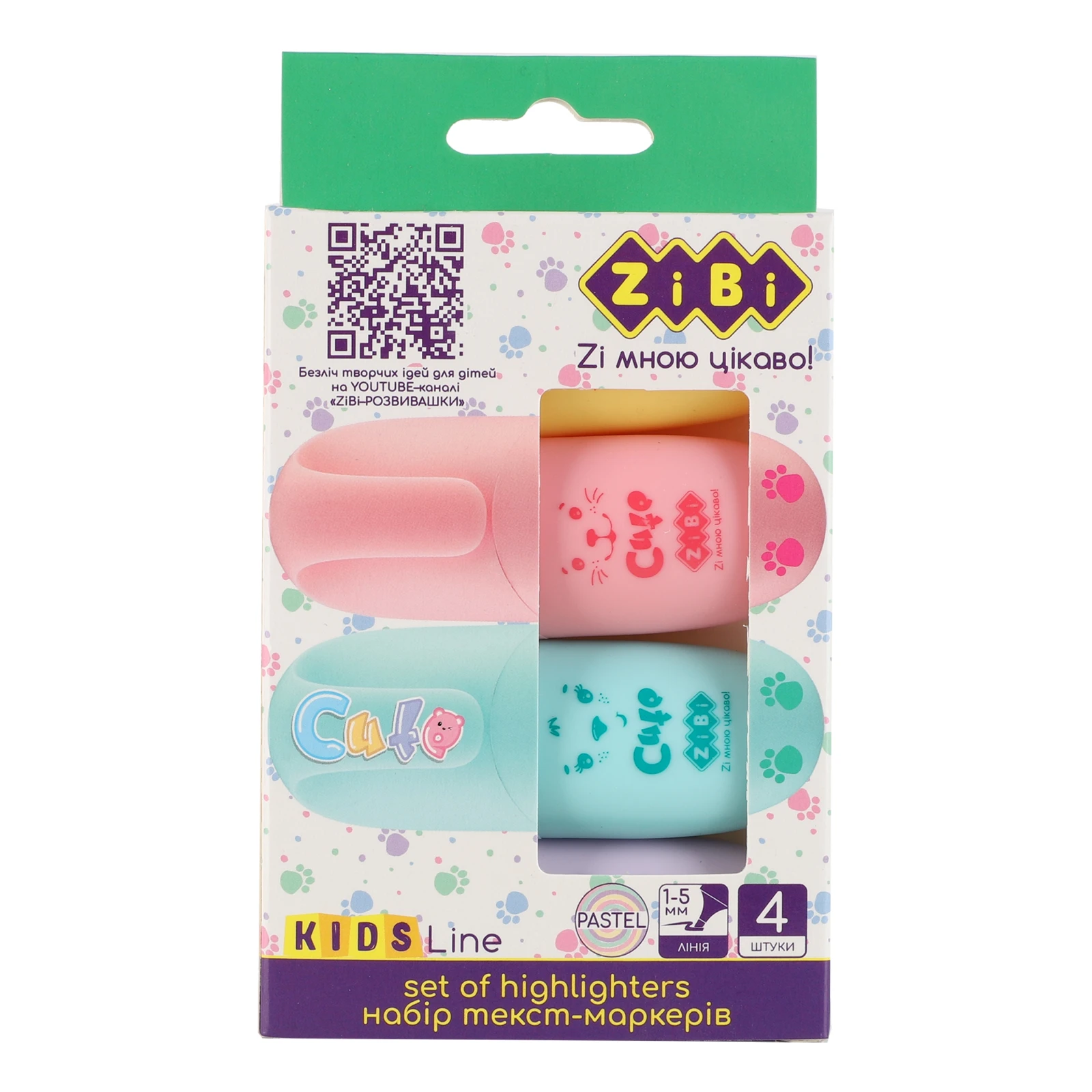 Набір текст-маркерів ZiBi Kids Line Cute №ZB.2701 пастельних 1шт