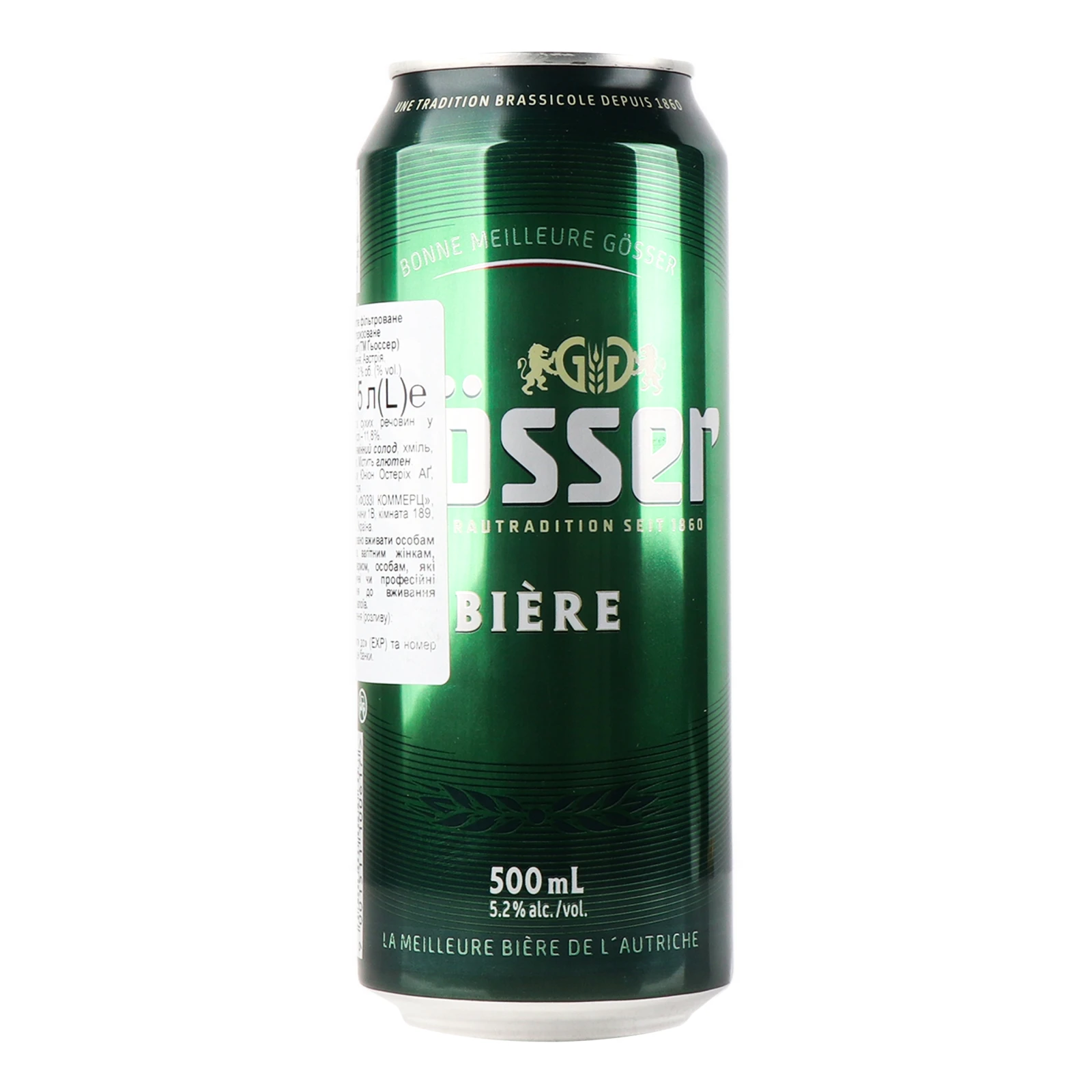 Пиво Gosser світле фільтроване пастеризоване 5.2% 0.5л Фото №:2