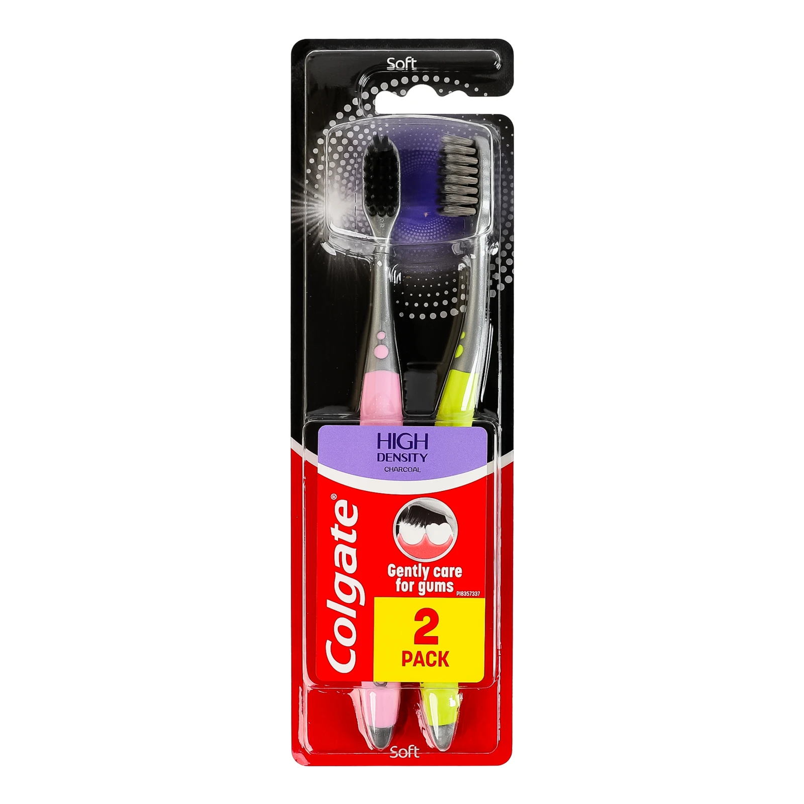 Щітка зубна Colgate High Density Charcoal Soft м'яка 2шт Фото №:1