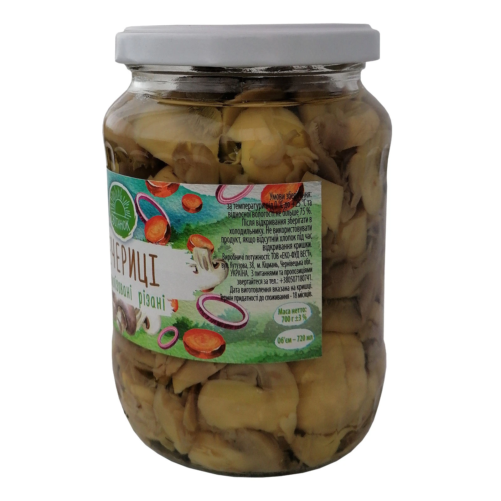 Гриби Світанок печериці стерилізовані різані 720мл Фото №:2