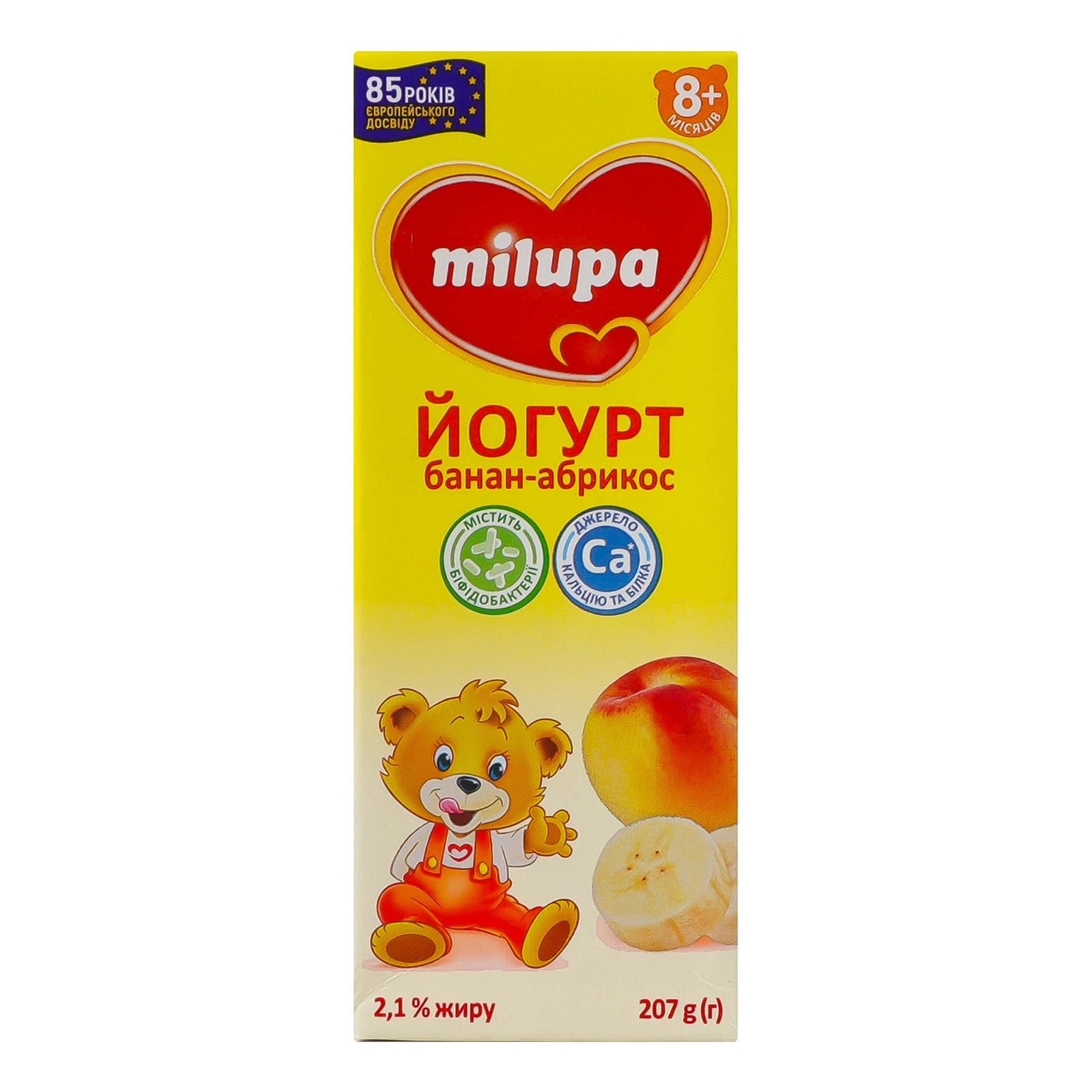 Йогурт Milupa Банан-абрикос для дітей від 8-ми місяців 2.1% 207г Фото №:1