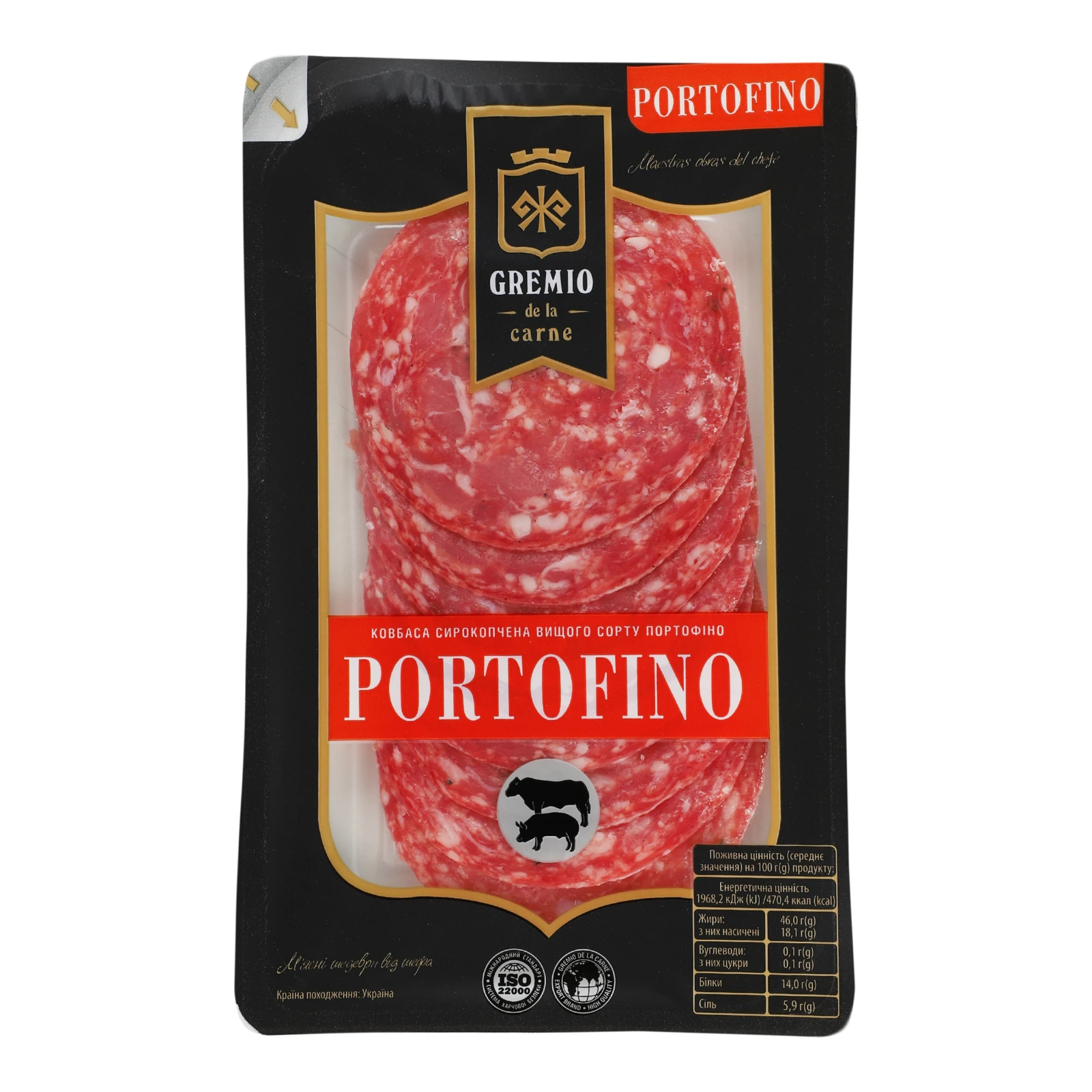 Ковбаса Gremio de la carne Portofino сирокопчена 0.075кг Фото №:1