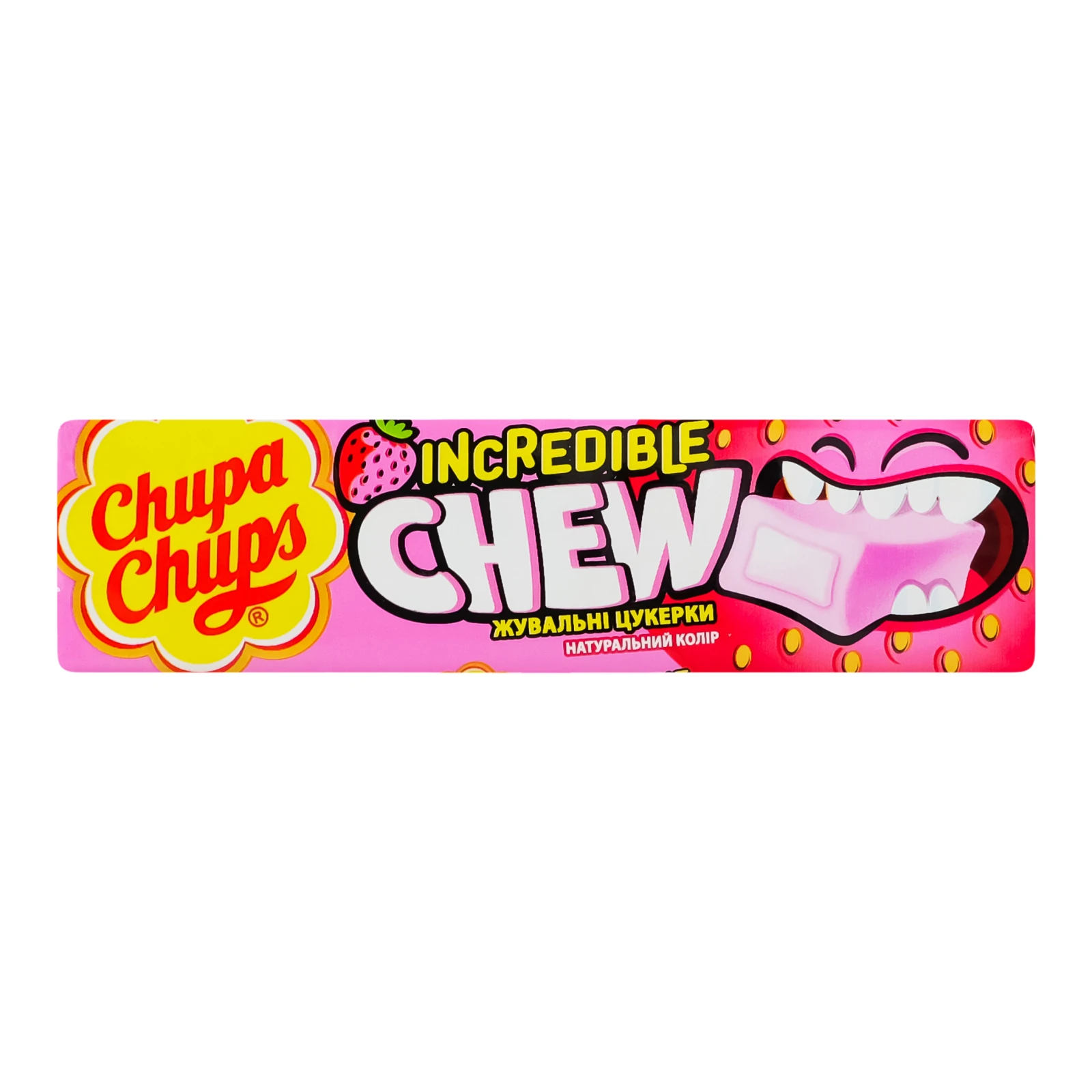 Цукерки жувальні Chupa Chups Incredible chew зі смаком полуниці 45г Фото №:1