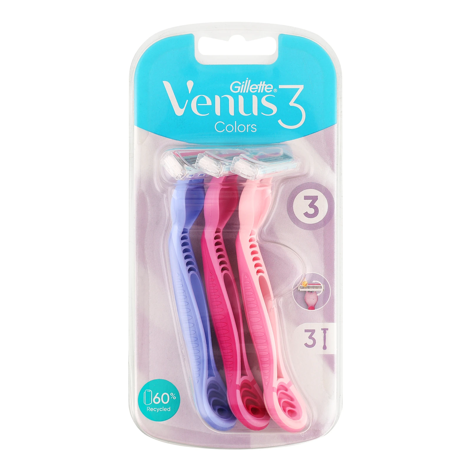 Бритви Gillette Venus 3 Colors одноразові 3шт Фото №:1
