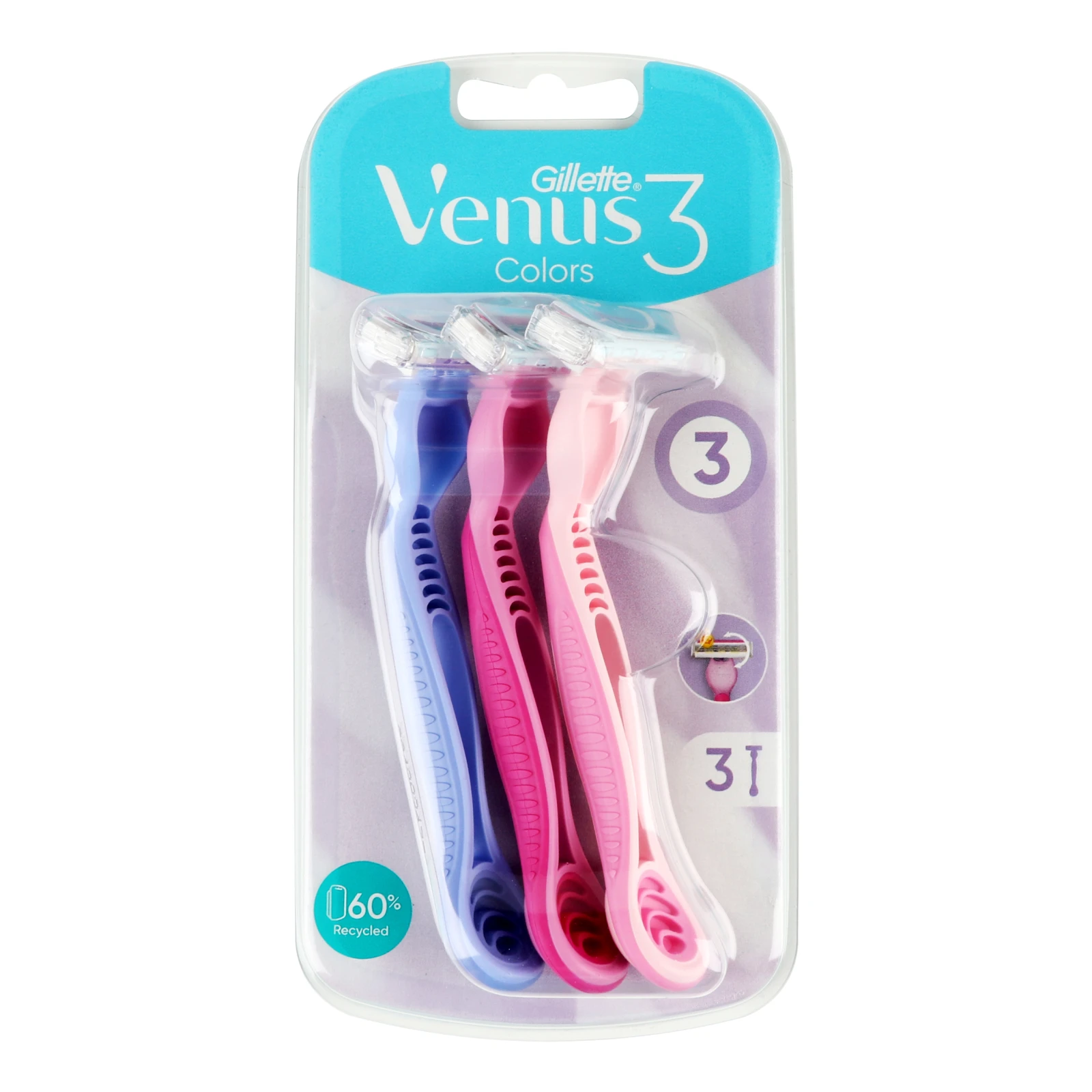 Бритви Gillette Venus 3 Colors одноразові 3шт/уп Фото №:1