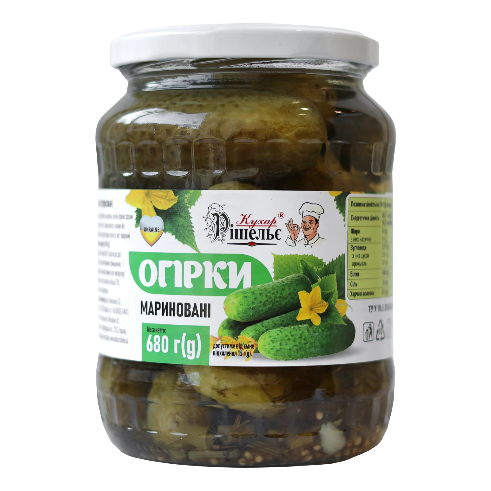 Огірки Кухар Рішельє мариновані 680г Фото №:1