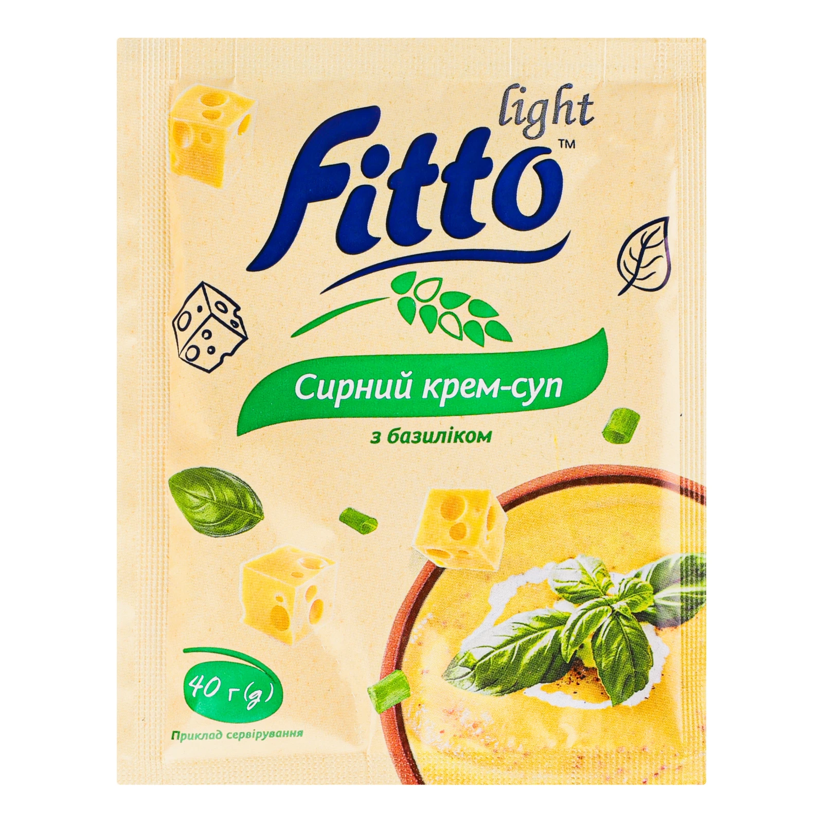 Крем-суп Fitto light сирний миттєвого приготування з базиліком 40г Фото №:1