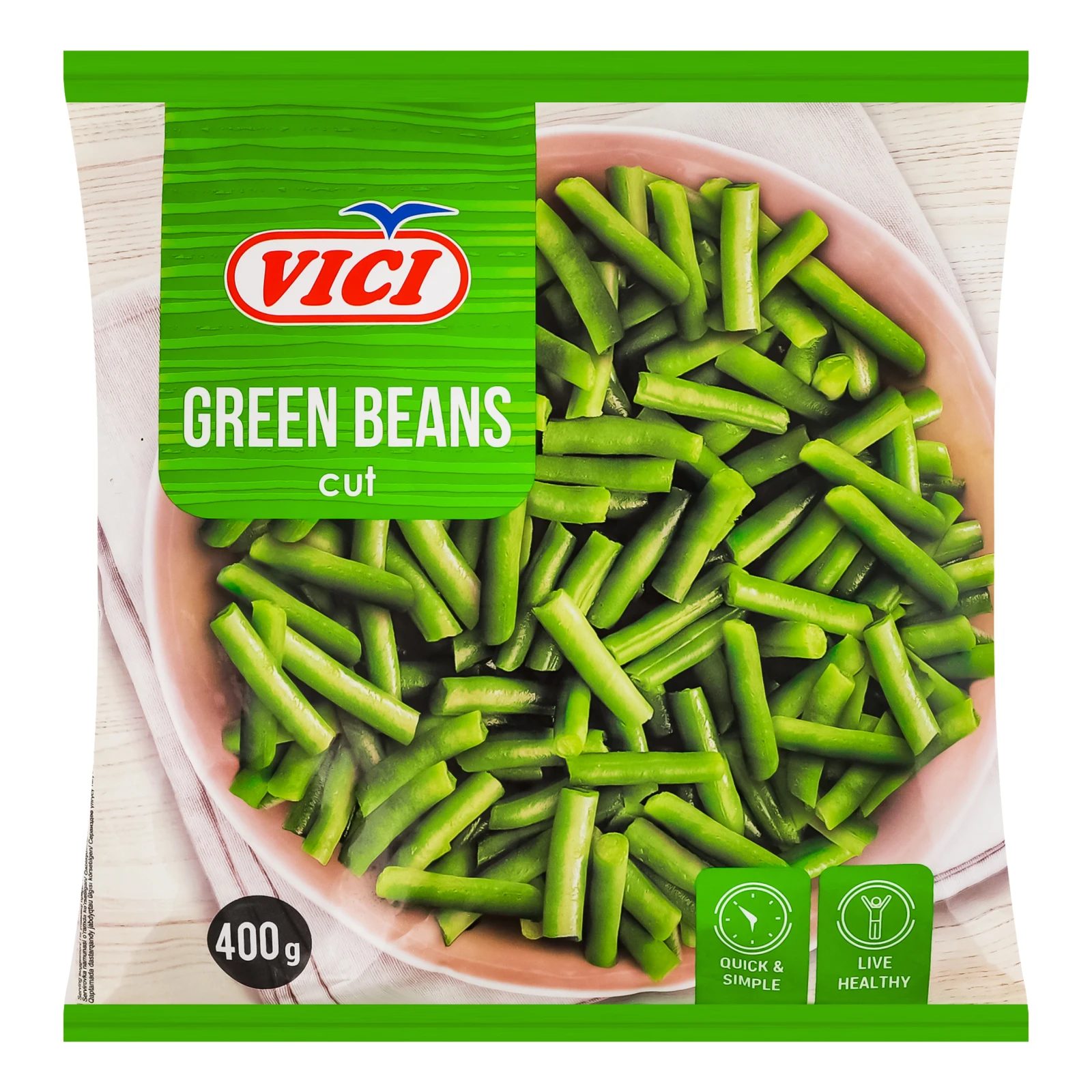 Квасоля спаржева Vici різана швидкозаморожена 400г Фото №:1
