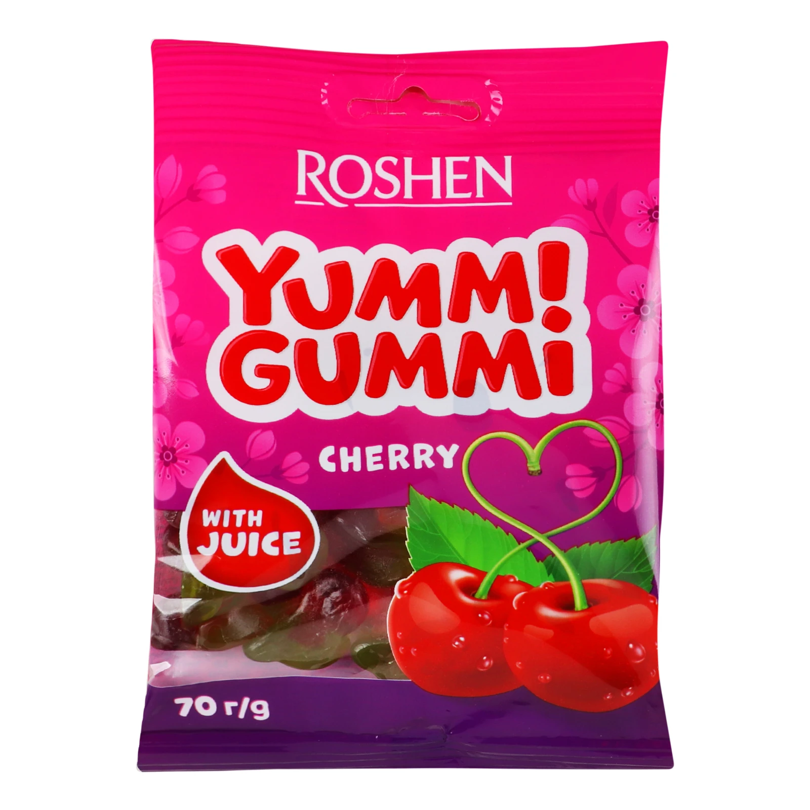 Цукерки желейні Roshen Yummi Gummi Cherry 70г Фото №:1