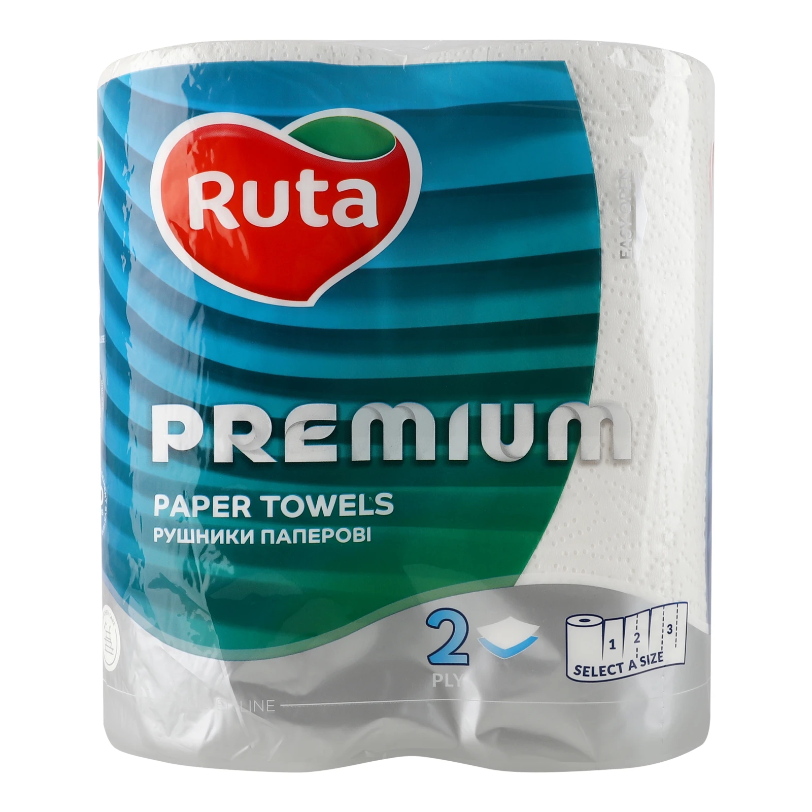 Рушники паперові Ruta Premium 2-х шарові 2шт/уп Фото №:1