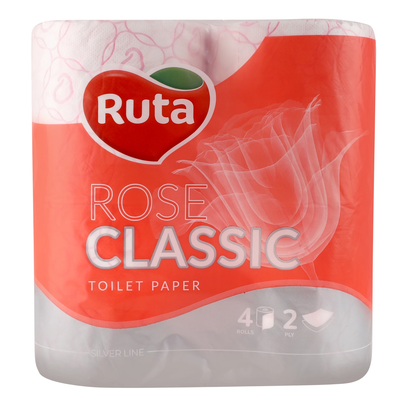 Папір туалетний Ruta Rose Classic 2-х шаровий 4шт/уп Фото навігації №:1