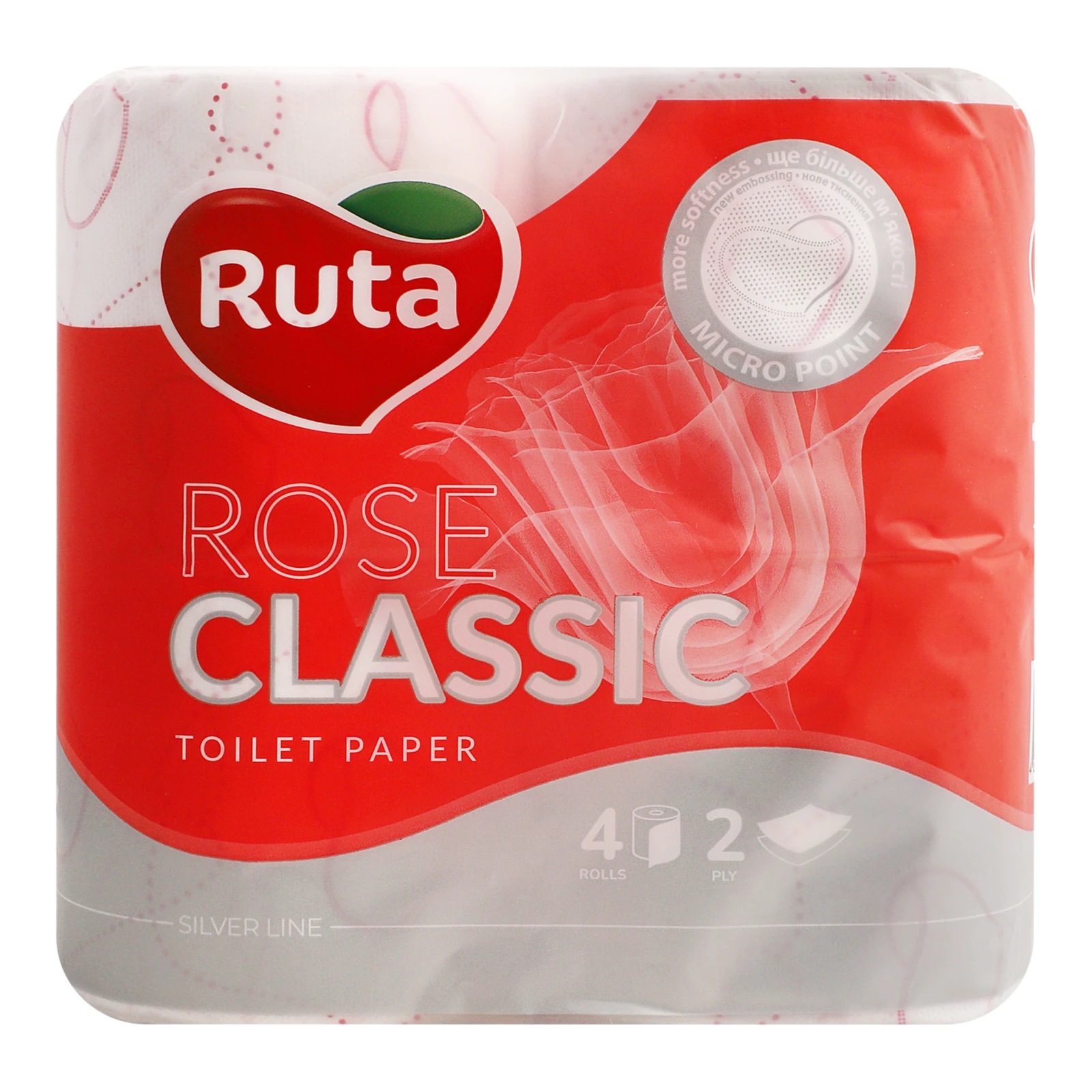 Папір туалетний Ruta Rose Classic 2-х шаровий 4шт/уп Фото №:1