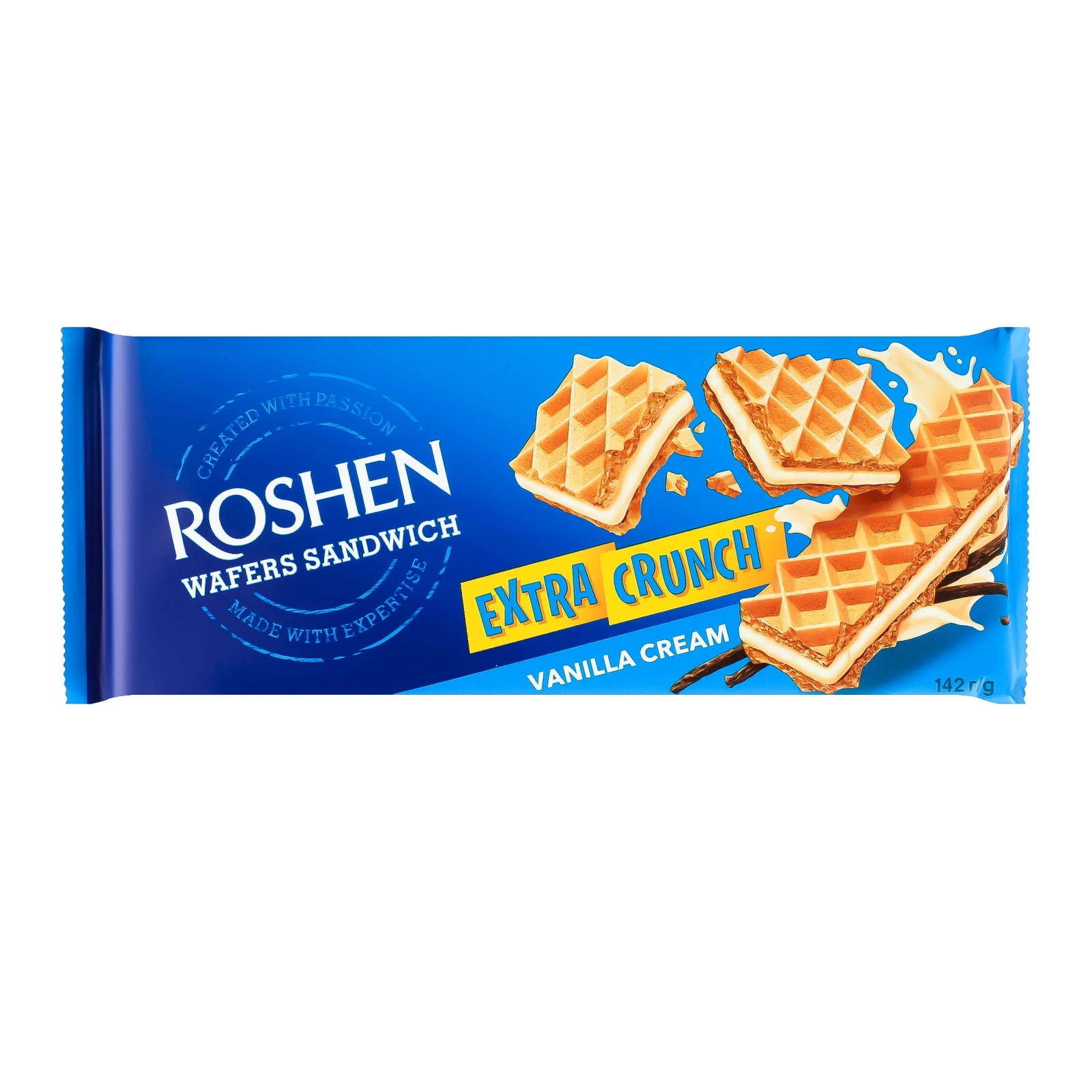 Вафлі Roshen Wafers Sandwich Extra Crunch Vanilla Cream 142г Фото навігації №:1