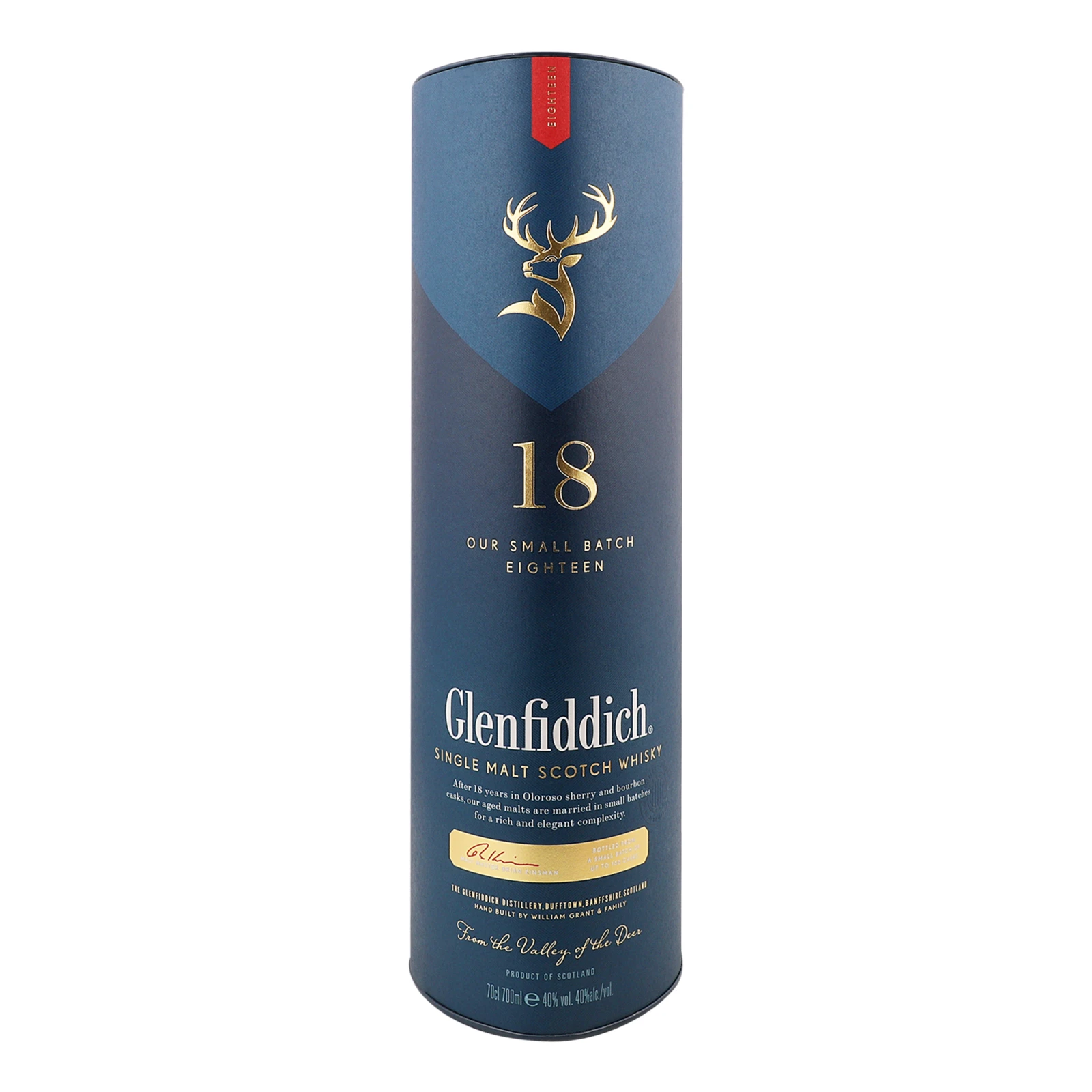 Віскі Glenfiddich 18 років односолодовий 40% 0.7л в тубусі