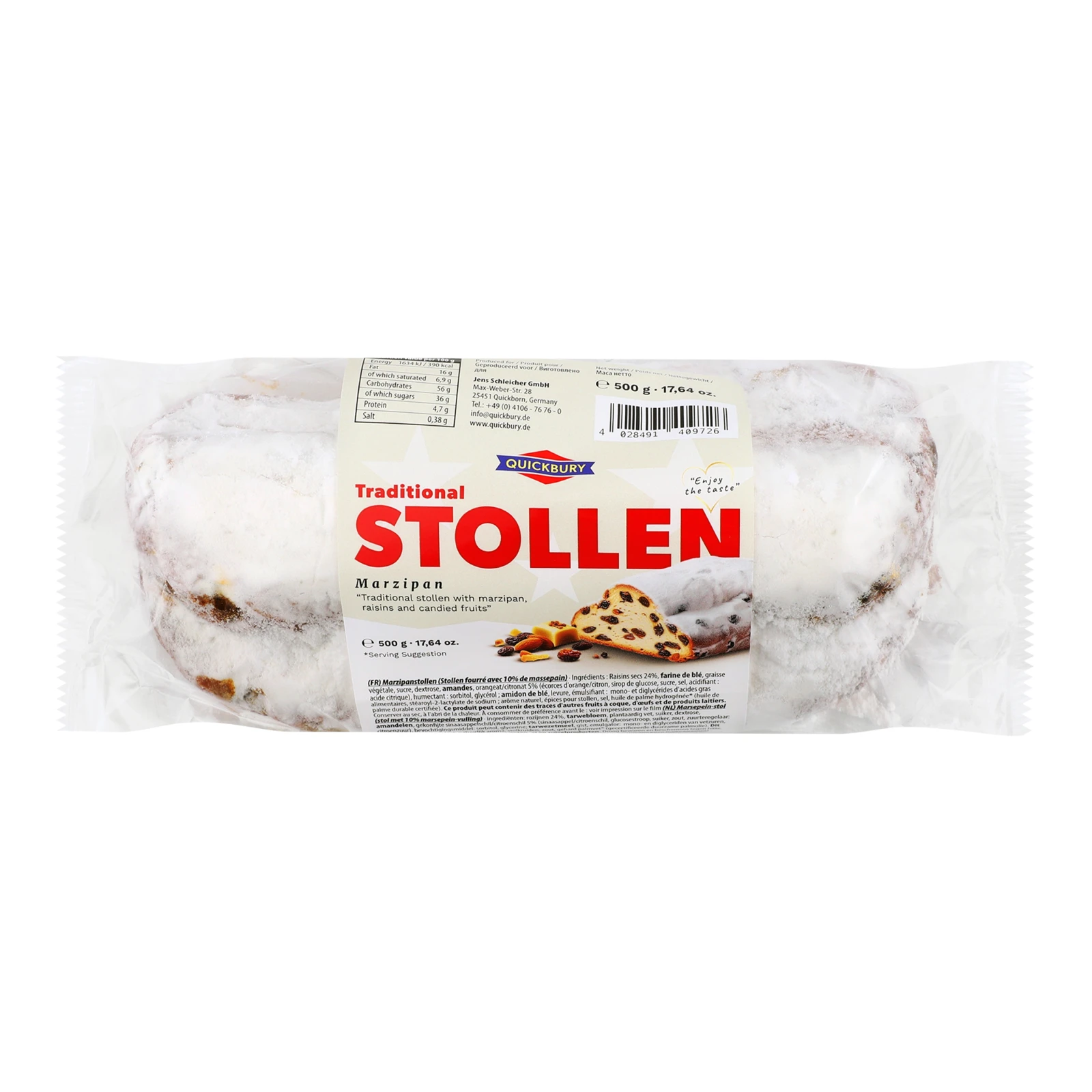 Кекс Quickbury 500г Stollen Marzipan преміум Фото №:1