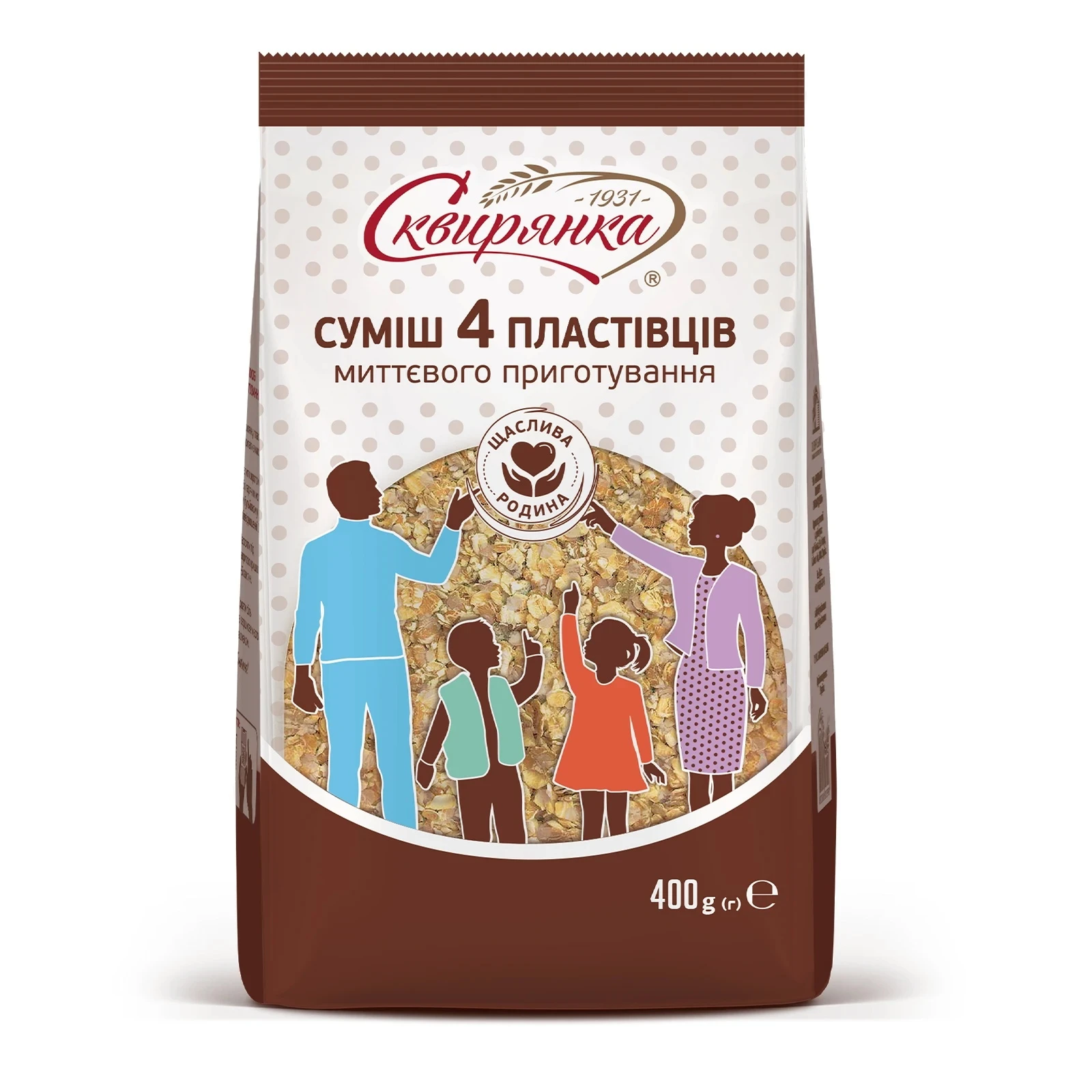 Пластівці Сквирянка миттєвого приготування суміш 4 пластівців 400г Фото №:1